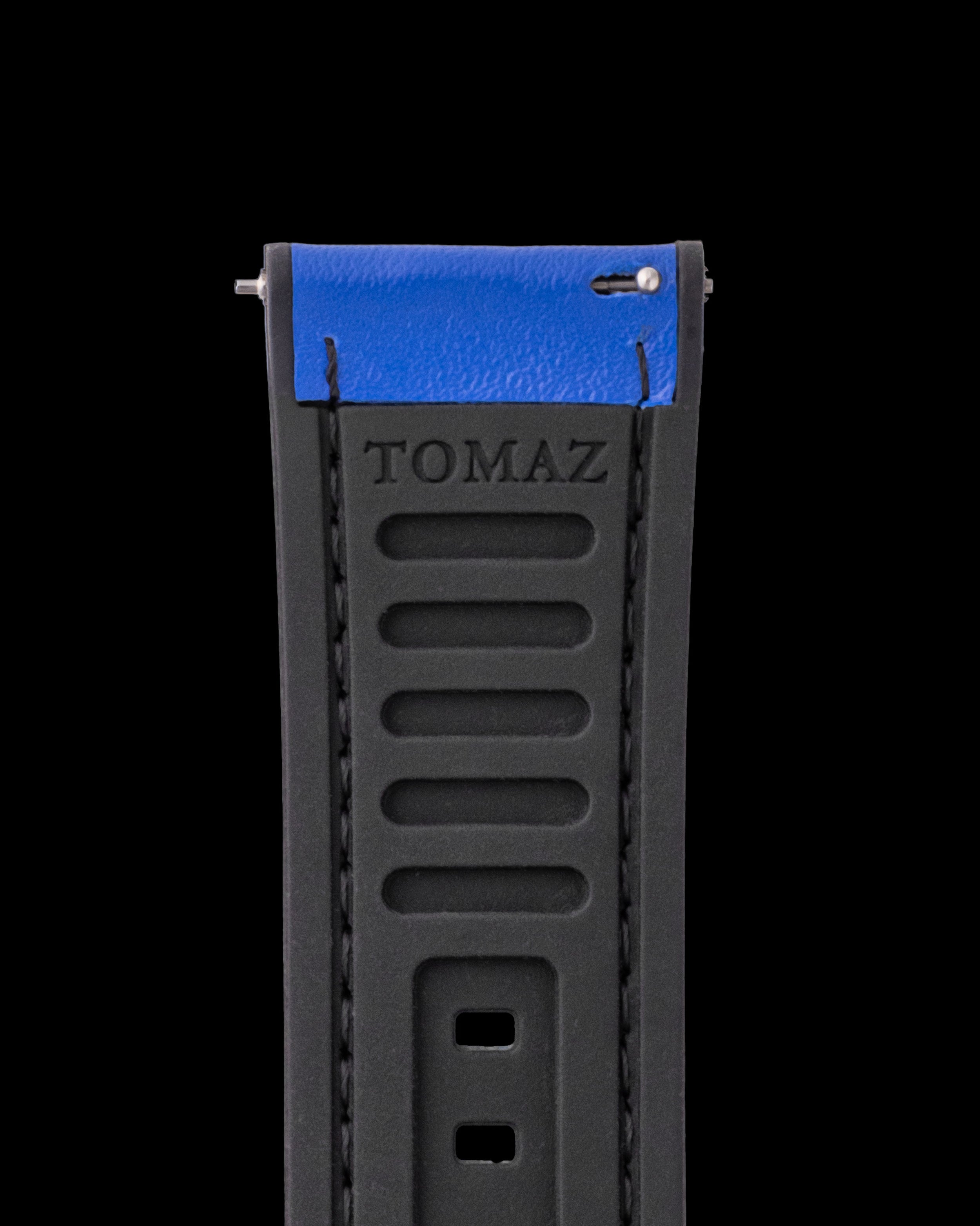 Tomaz TS7A Leather/Silicone Plain 24mm Strap (Blue)