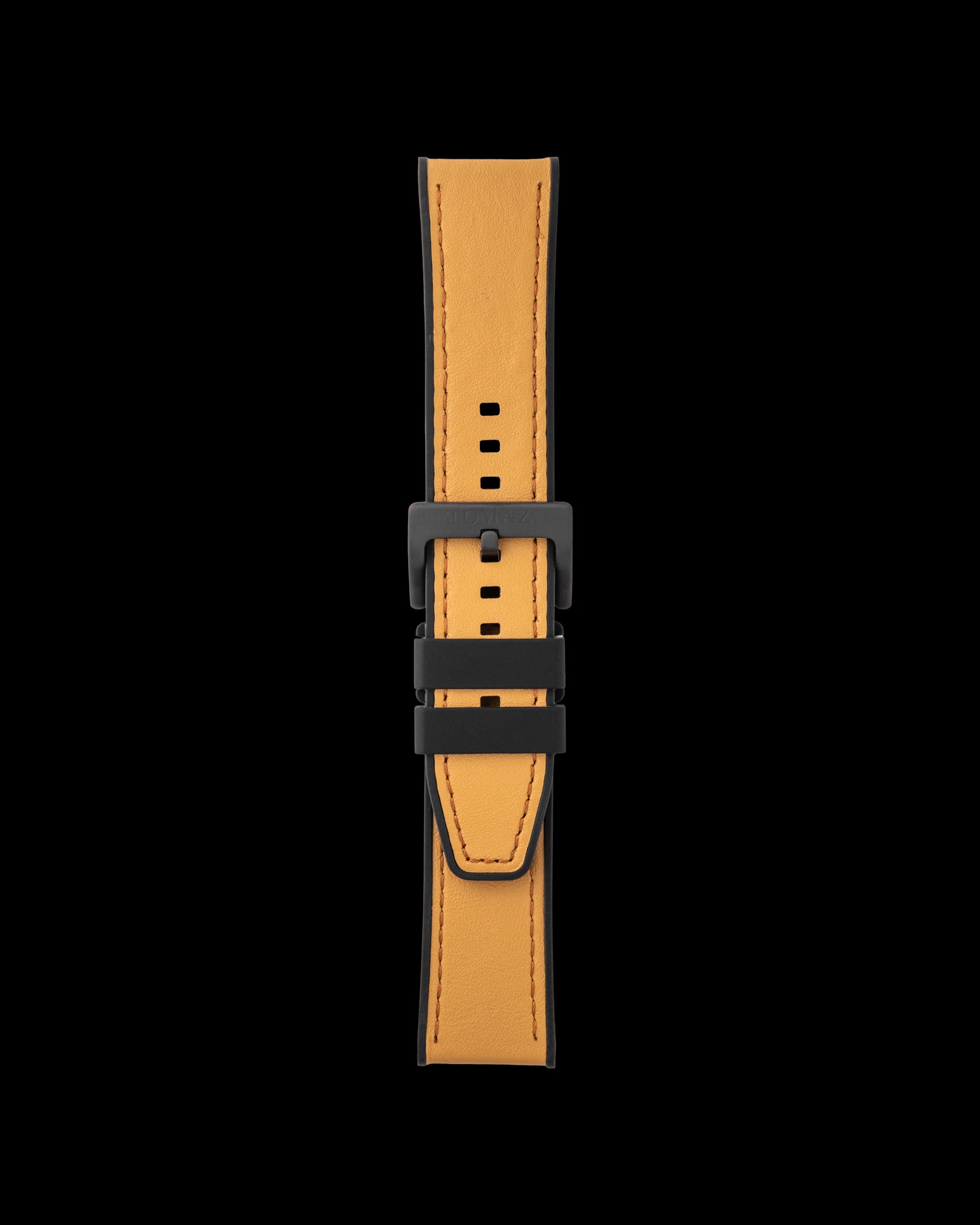 Tomaz TS7A Leather/Silicone Plain 24mm Strap (Camel)