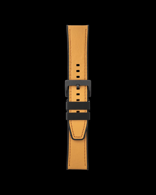 Tomaz TS7A Leather/Silicone Plain 24mm Strap (Camel)