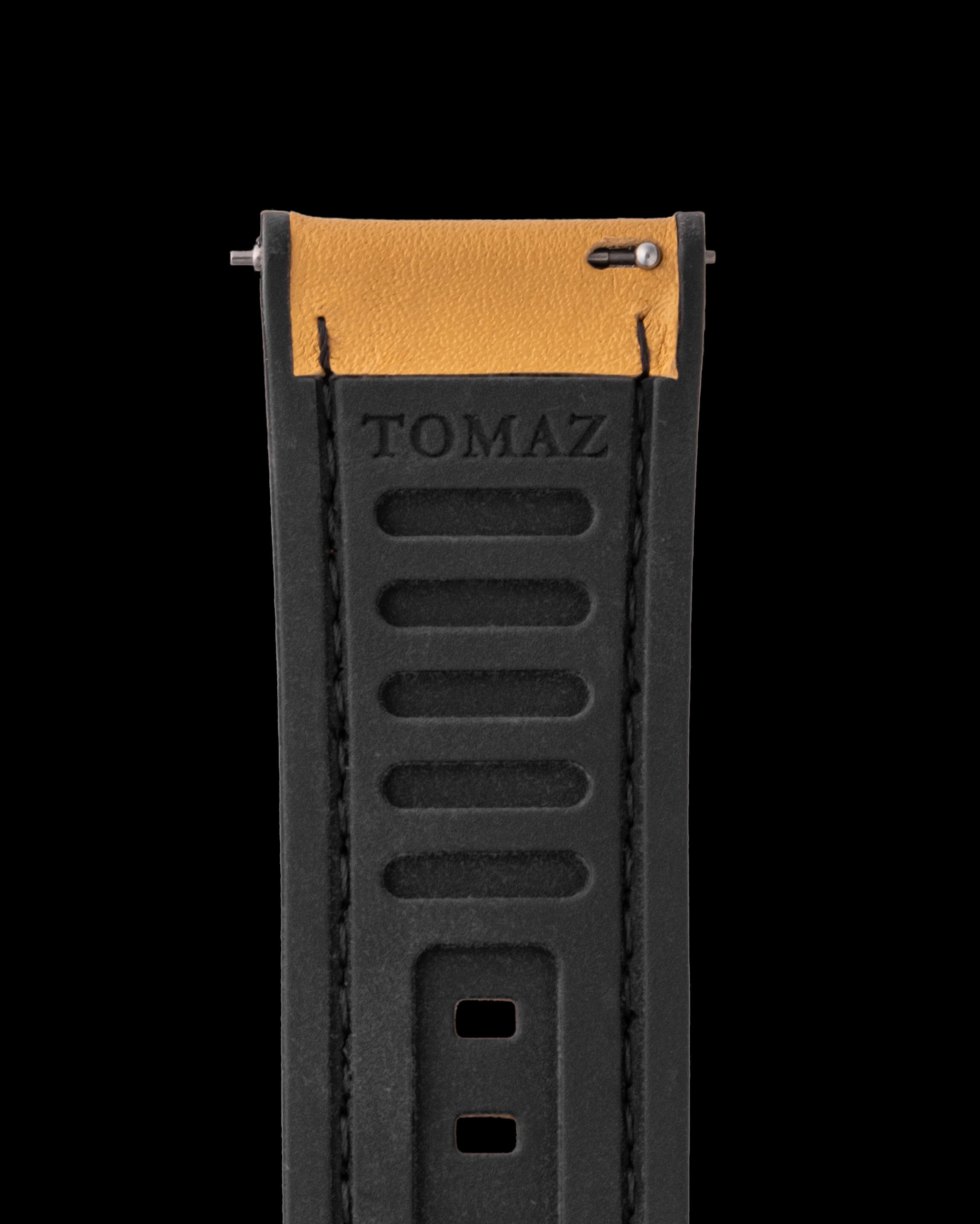 Tomaz TS7A Leather/Silicone Plain 24mm Strap (Camel)