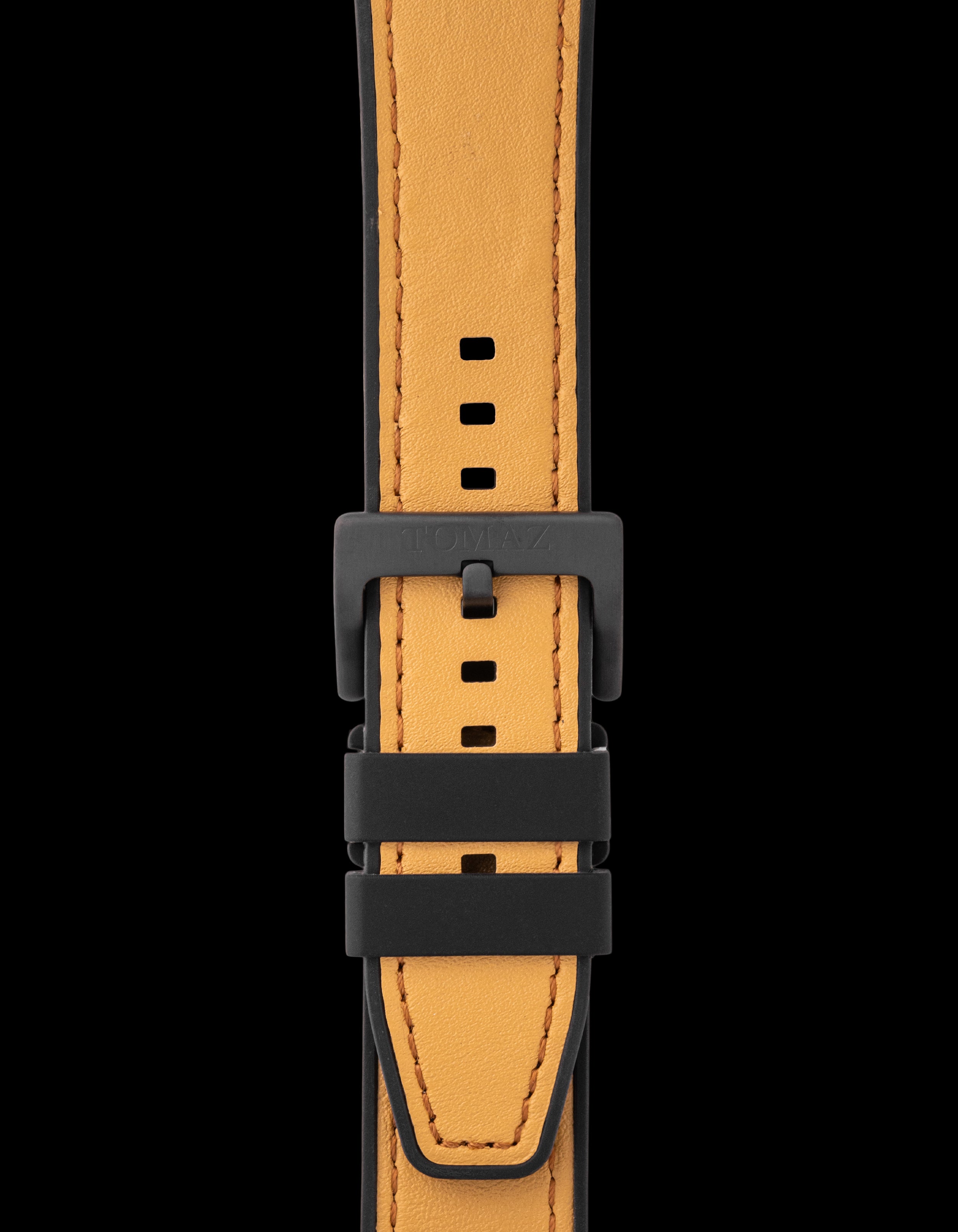 Tomaz TS7A Leather/Silicone Plain 24mm Strap (Camel)