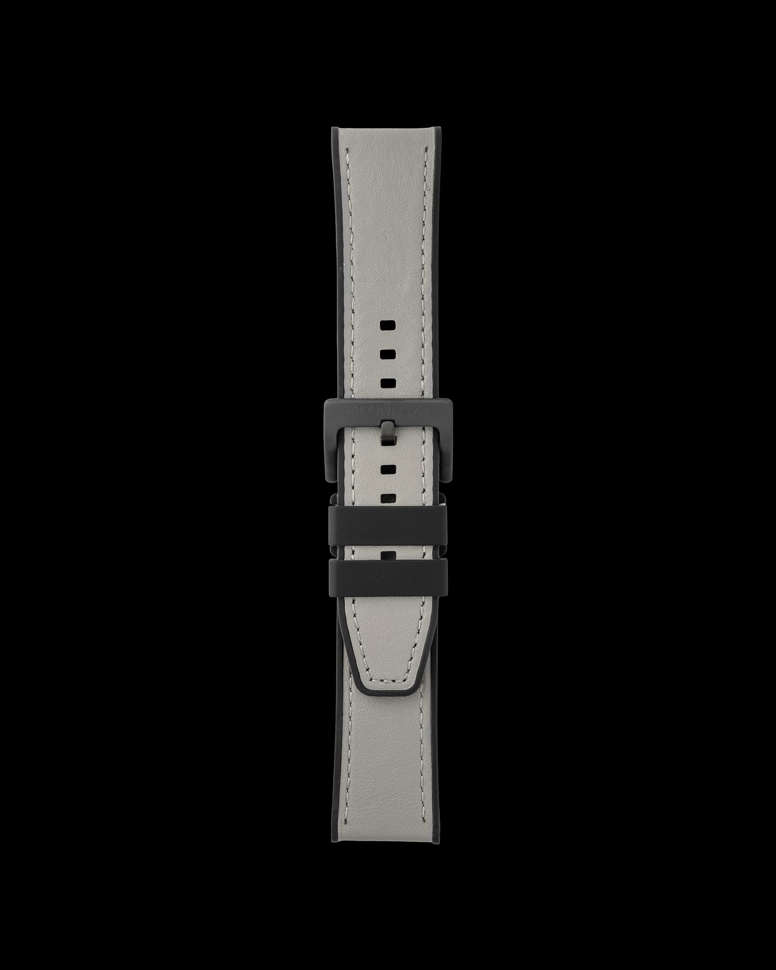 Tomaz TS7A Leather/Silicone Plain 24mm Strap (Grey)