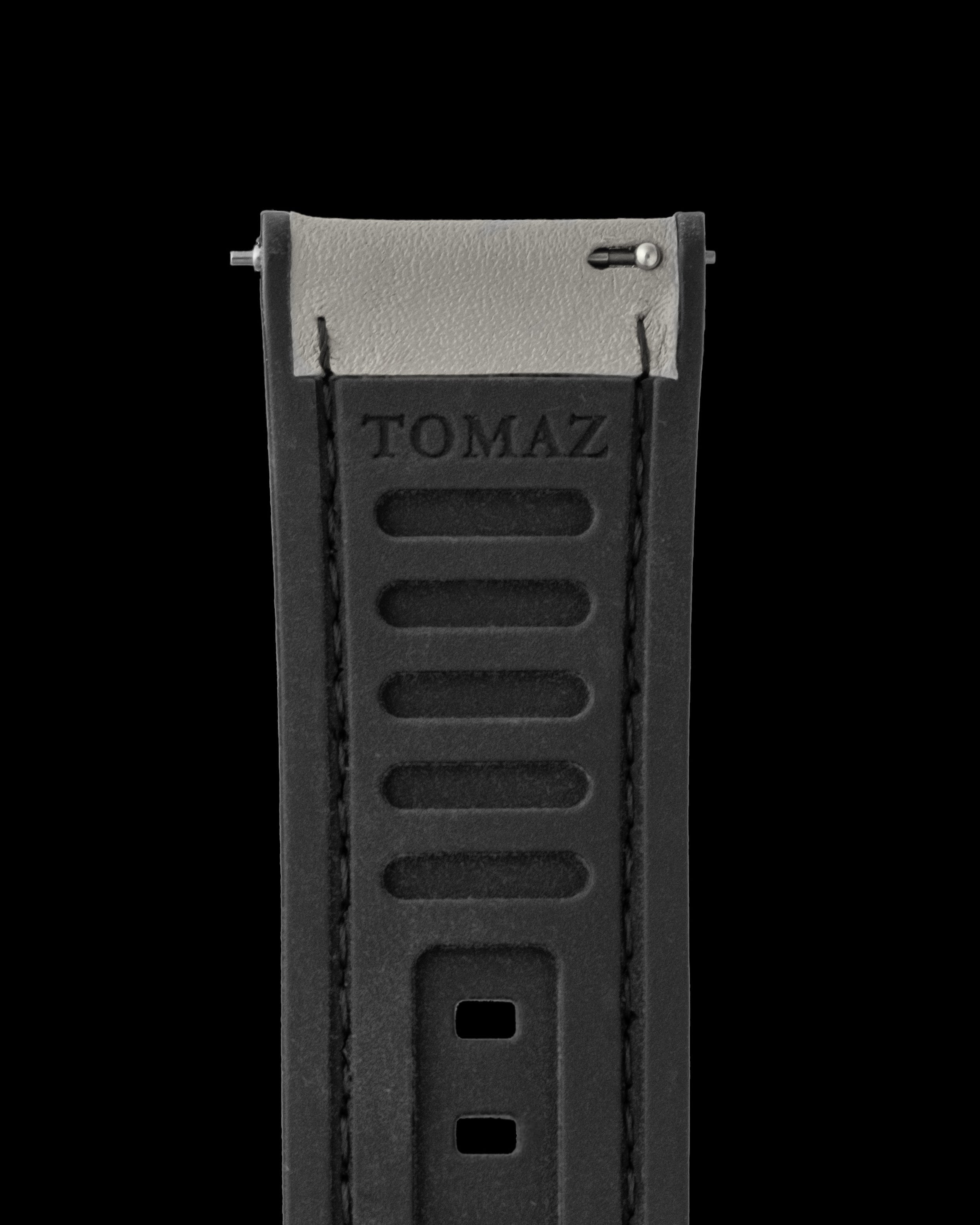 Tomaz TS7A Leather/Silicone Plain 24mm Strap (Grey)