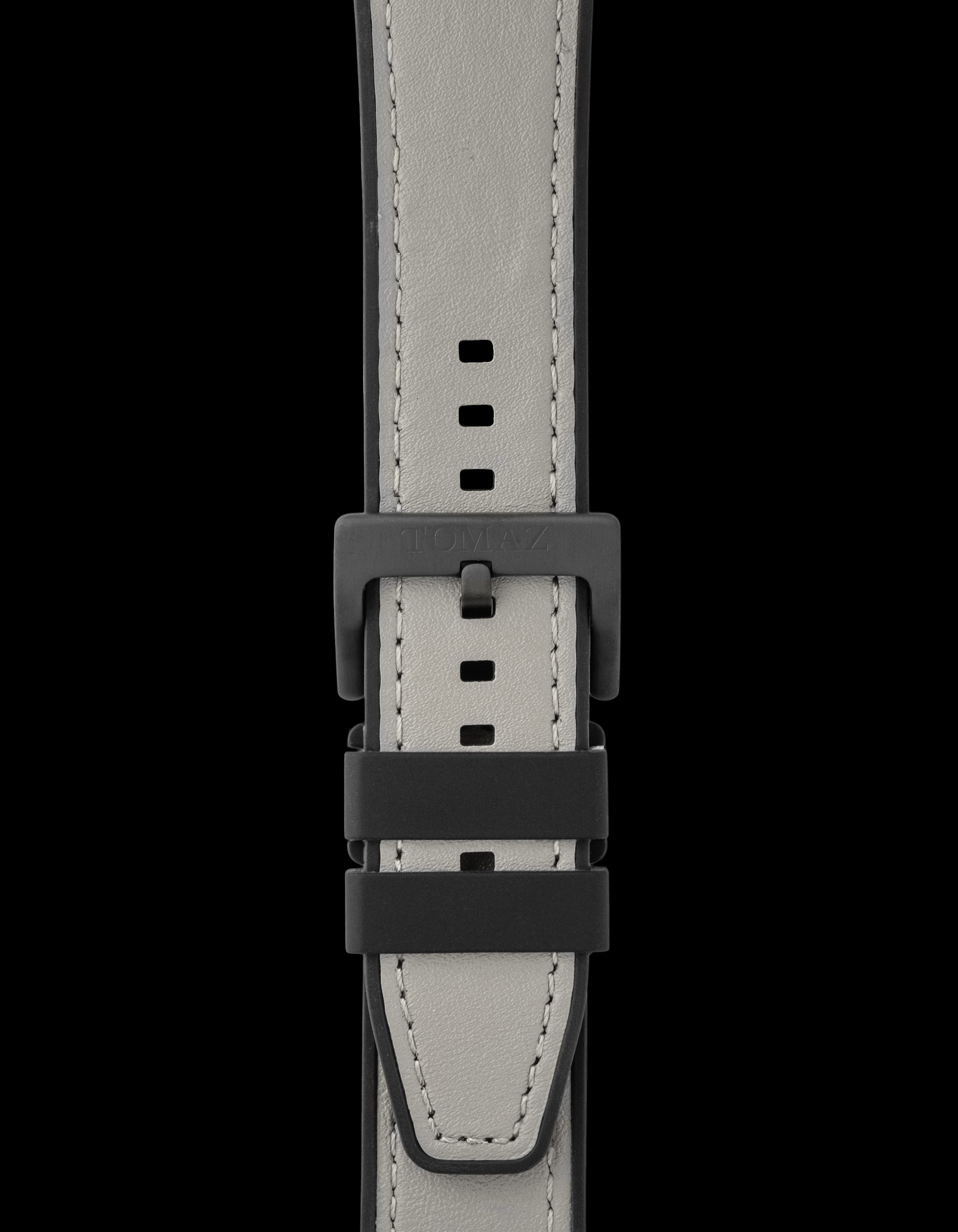 Tomaz TS7A Leather/Silicone Plain 24mm Strap (Grey)