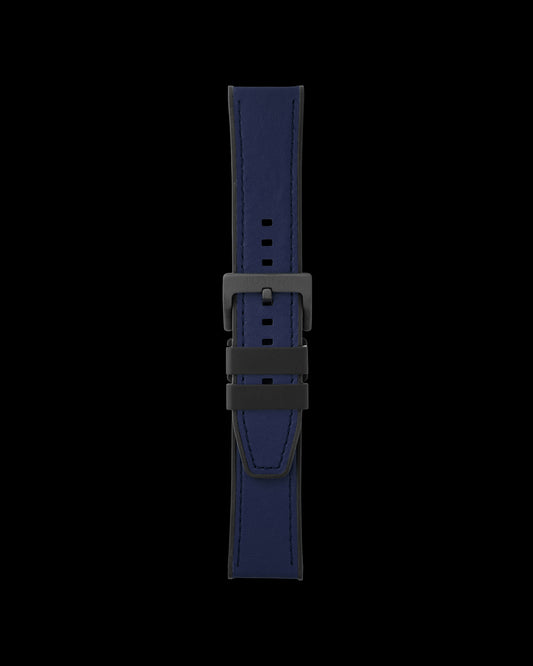 Tomaz TS7A Leather/Silicone Plain 24mm Strap (Navy)