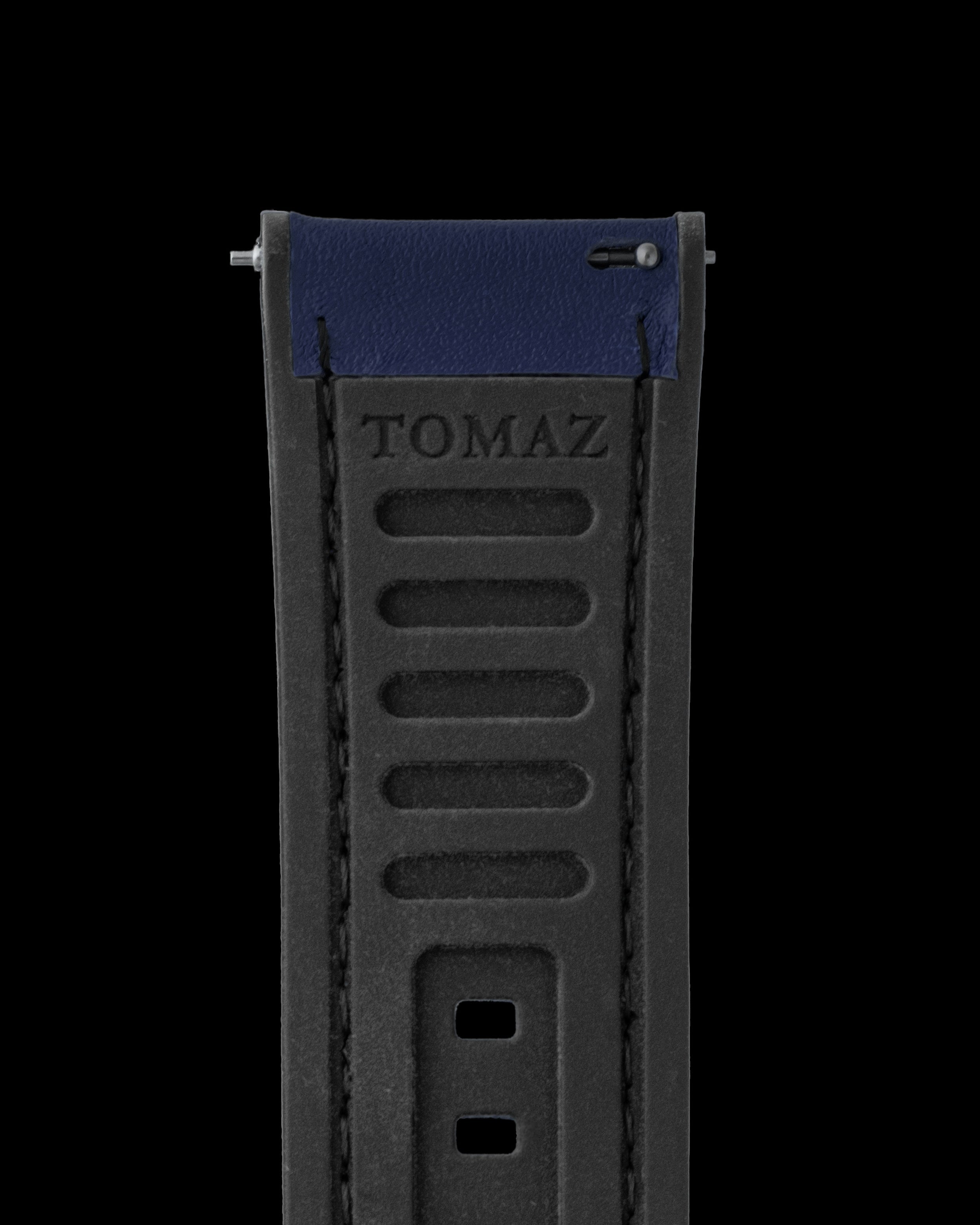 Tomaz TS7A Leather/Silicone Plain 24mm Strap (Navy)