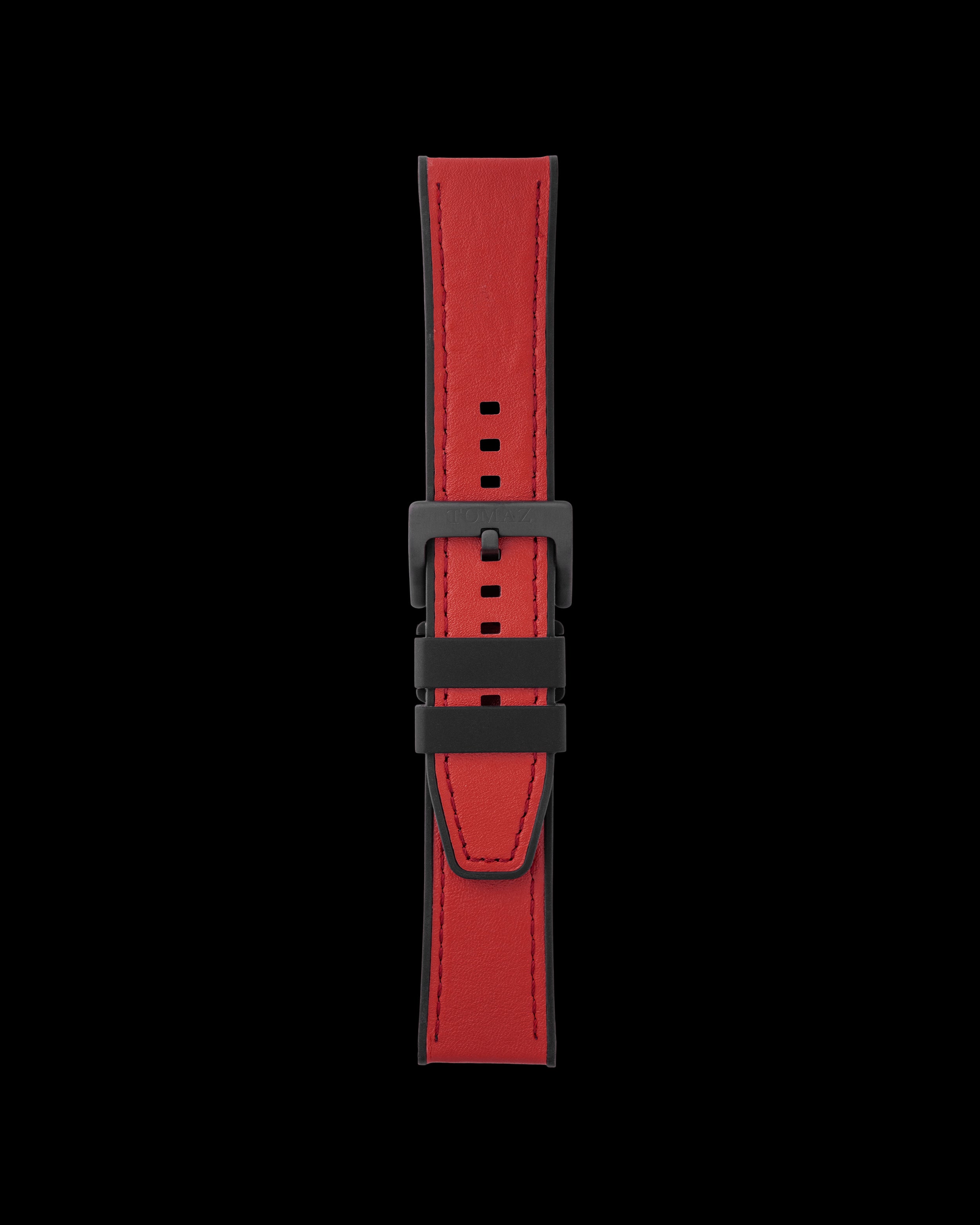 Tomaz TS7A Leather/Silicone Plain 24mm Strap (Red)