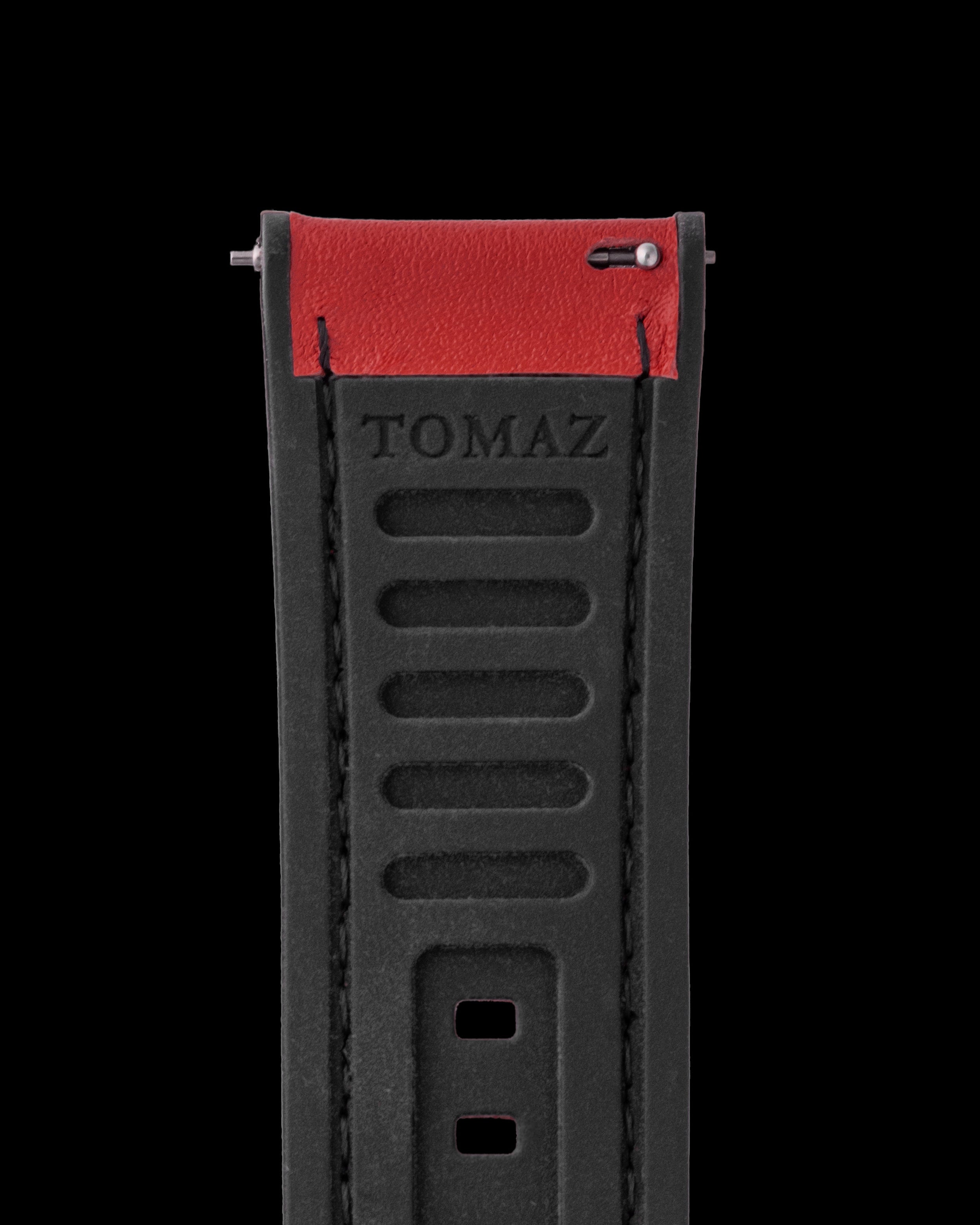 Tomaz TS7A Leather/Silicone Plain 24mm Strap (Red)