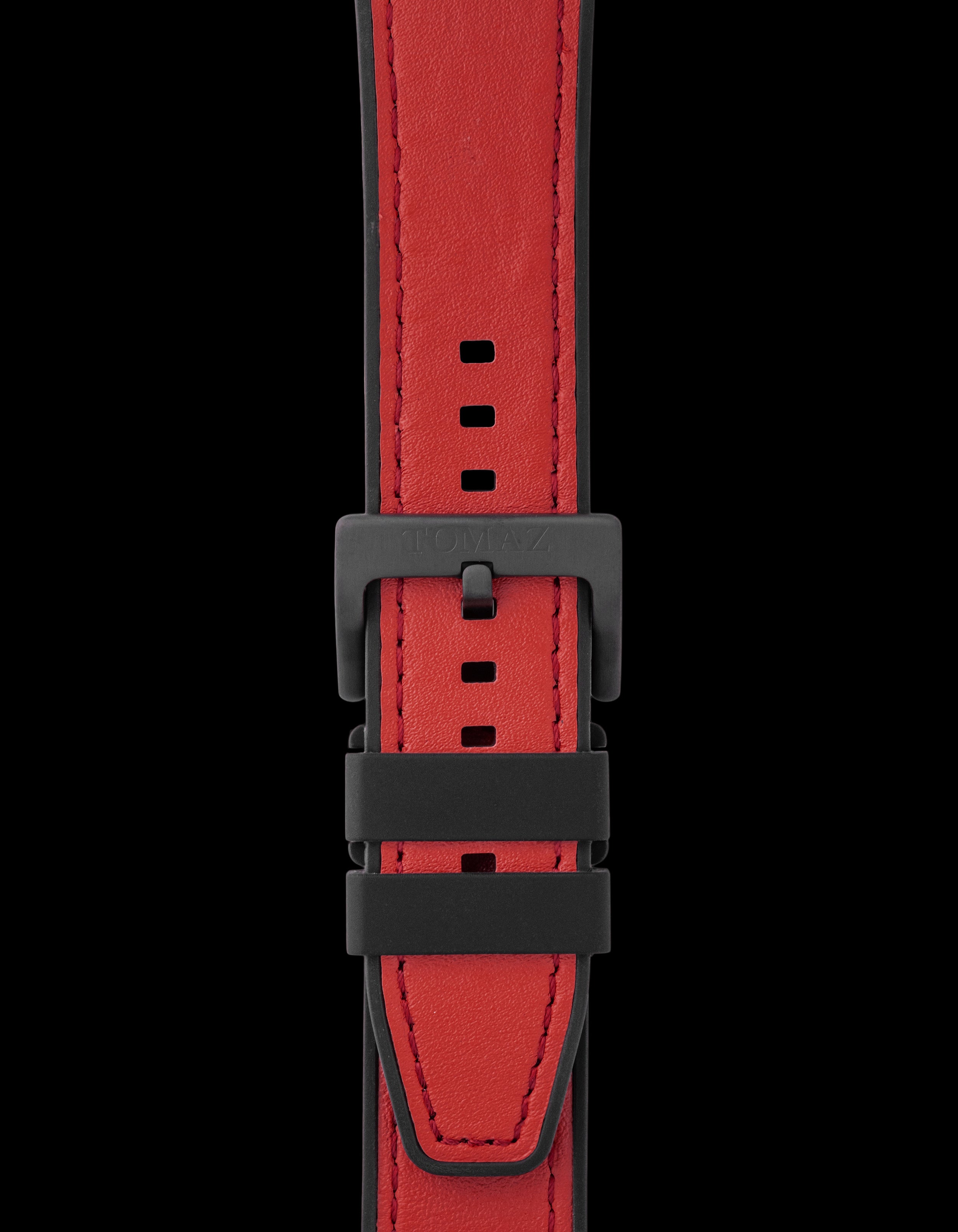 Tomaz TS7A Leather/Silicone Plain 24mm Strap (Red)