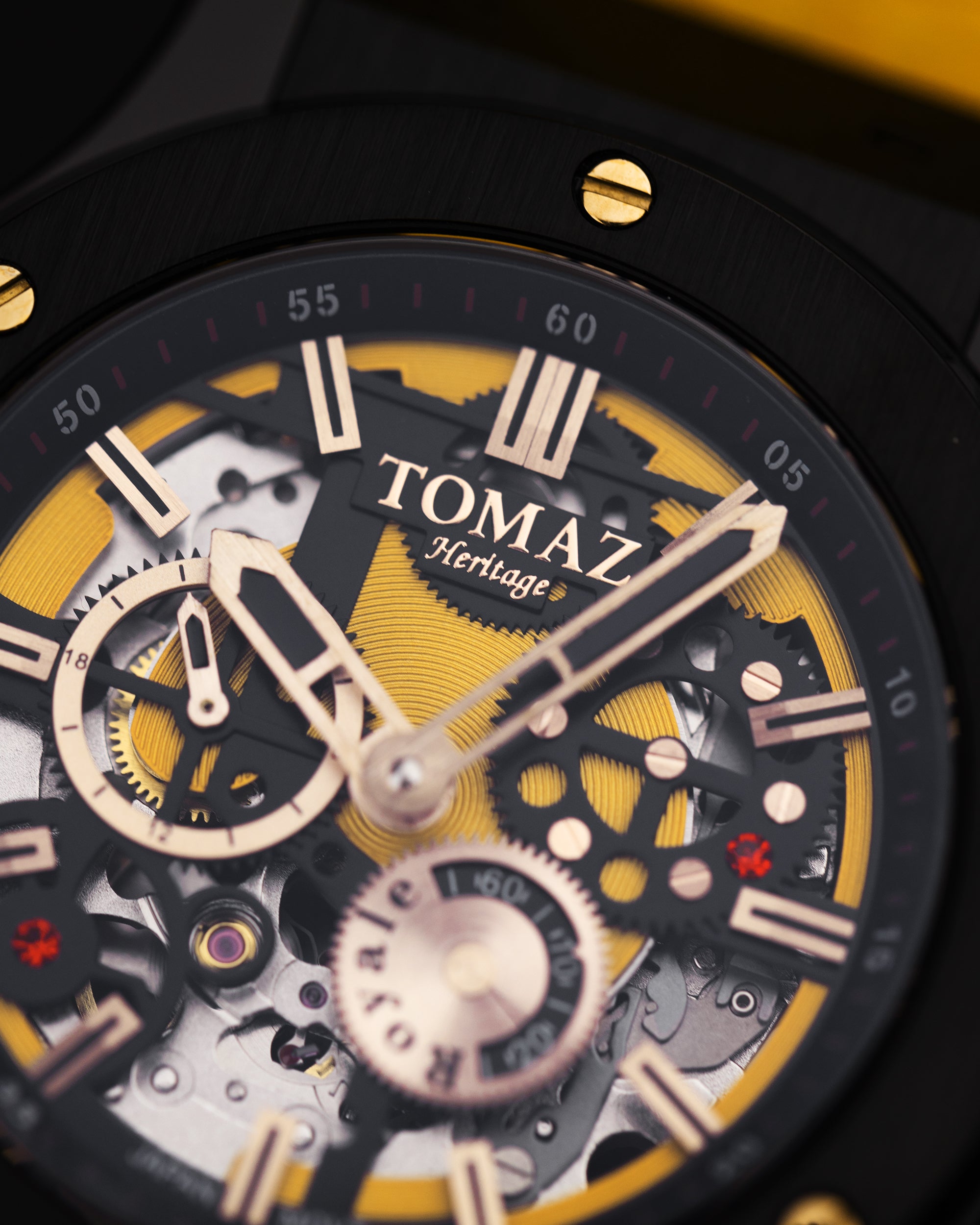 Royale TW014-D7 (Black/Yellow) Yellow Leather Strap