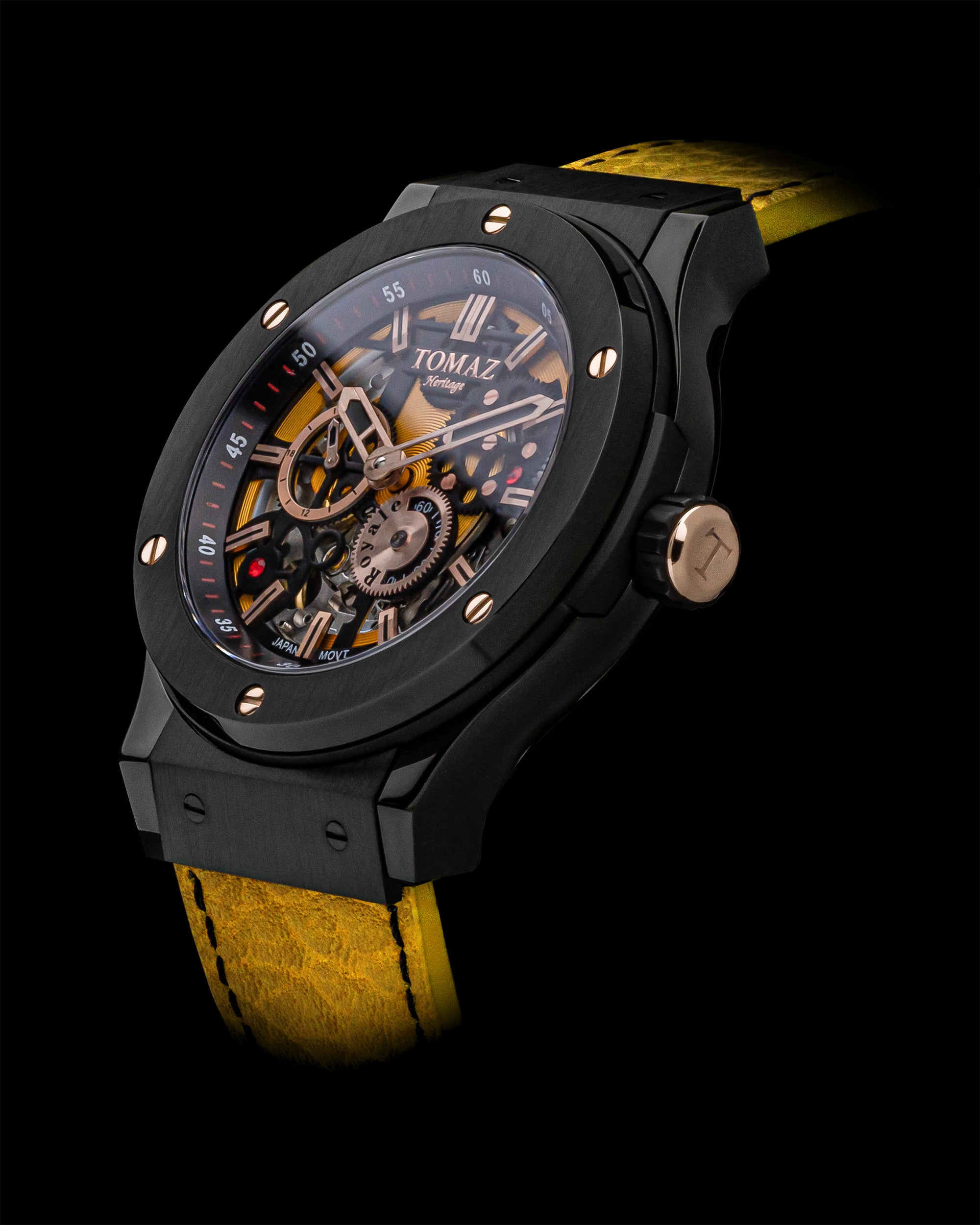 Royale TW014-D7 (Black/Yellow) Yellow Leather Strap