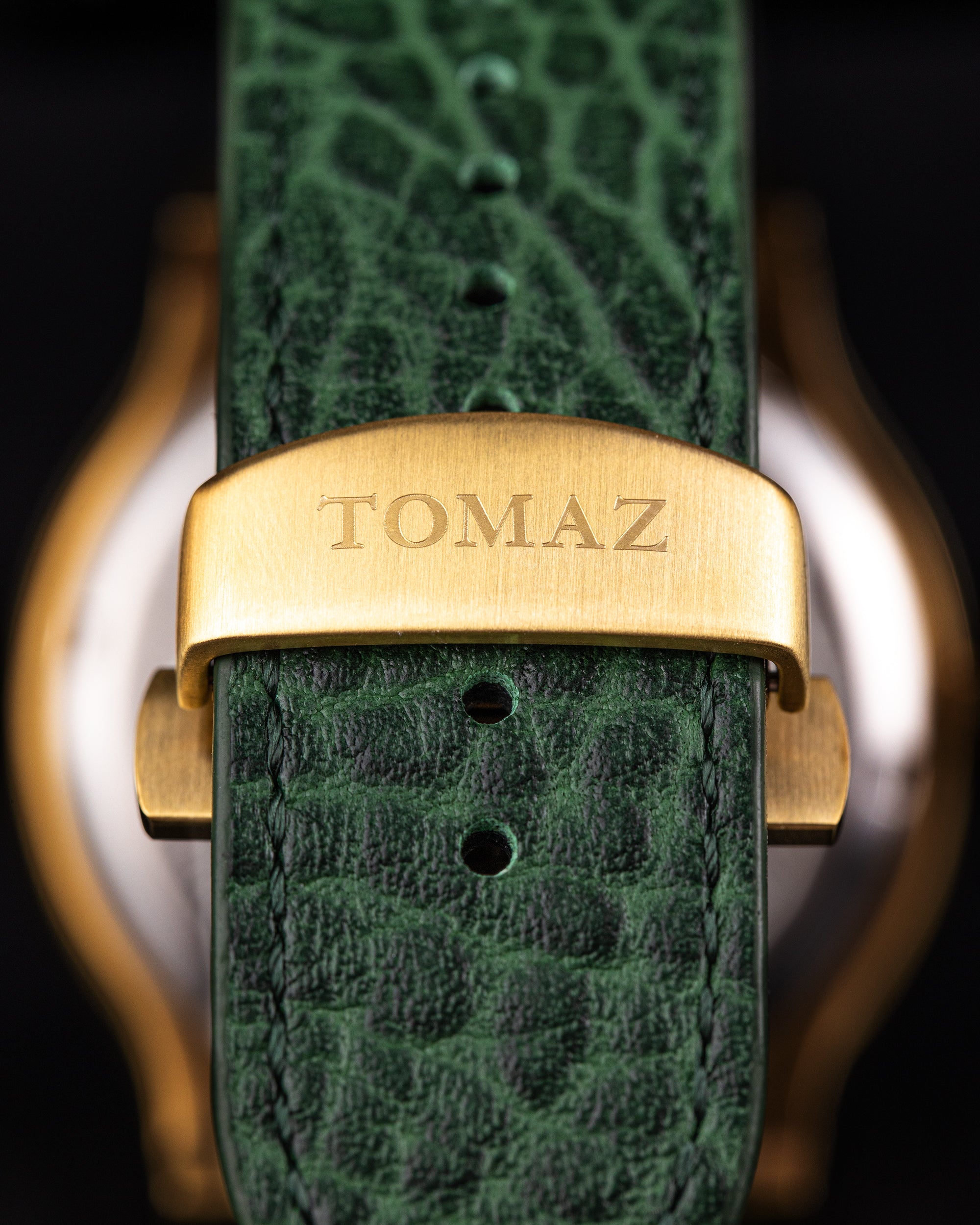 Jam Tangan Tomaz Lelaki TW014-D9 (Emas/Hitam) Tali Kulit Hijau