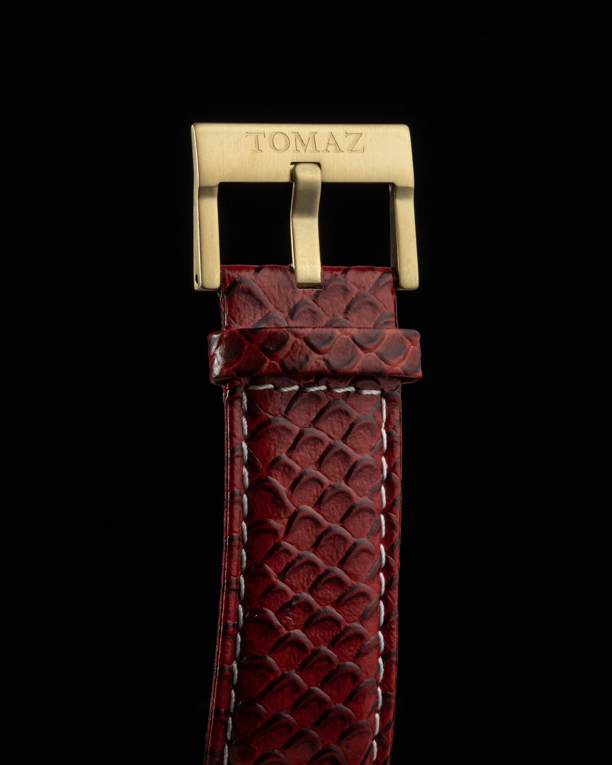 Royale TW014A-D1 (Gold/Red) with Red Crystal (Red Salmon Leather Strap)