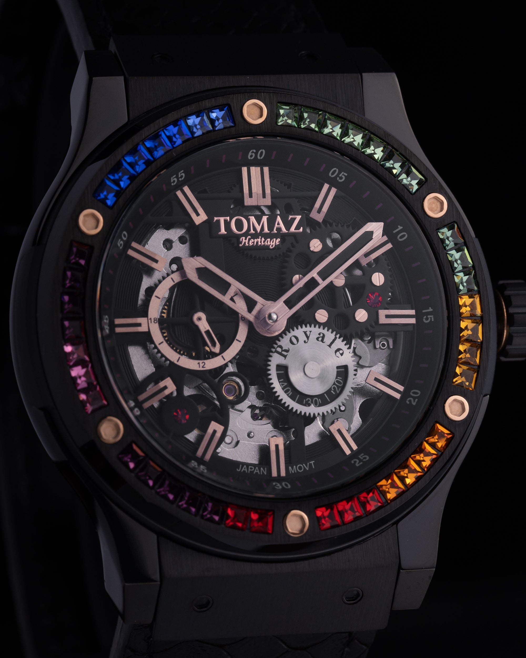 Tomaz Royale TW014B-D2 Crystal Watch – Salmon Leather Strap
