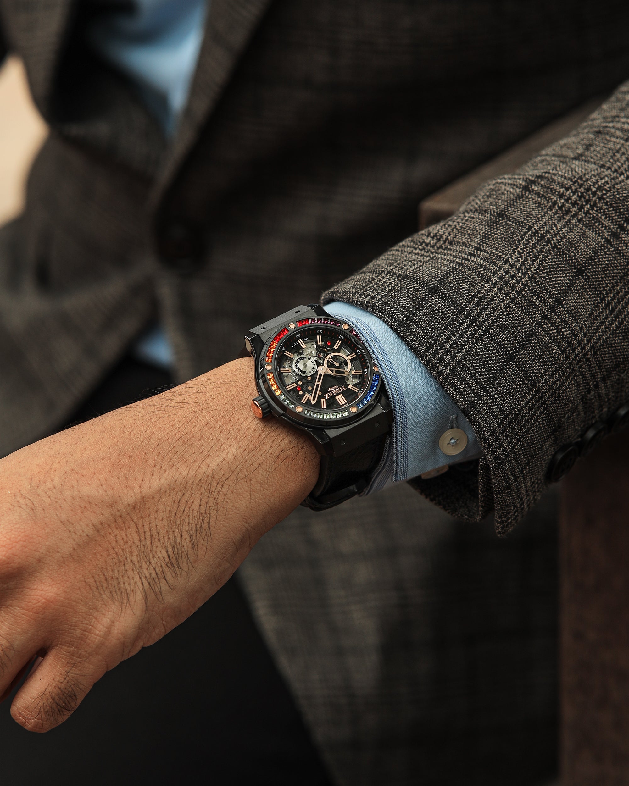 Tomaz Royale TW014B-D2 Crystal Watch – Salmon Leather Strap