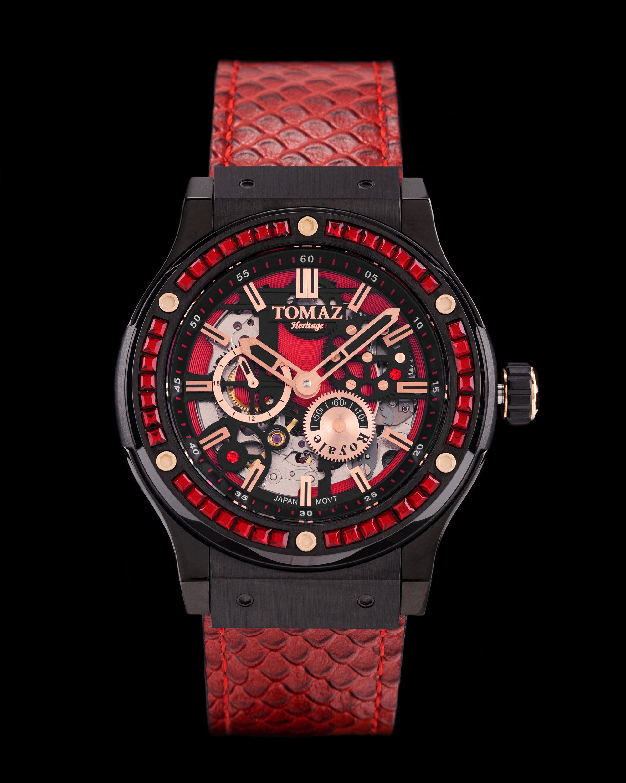 Tomaz Royale TW014B-D4 Crystal Watch – Salmon Leather Strap