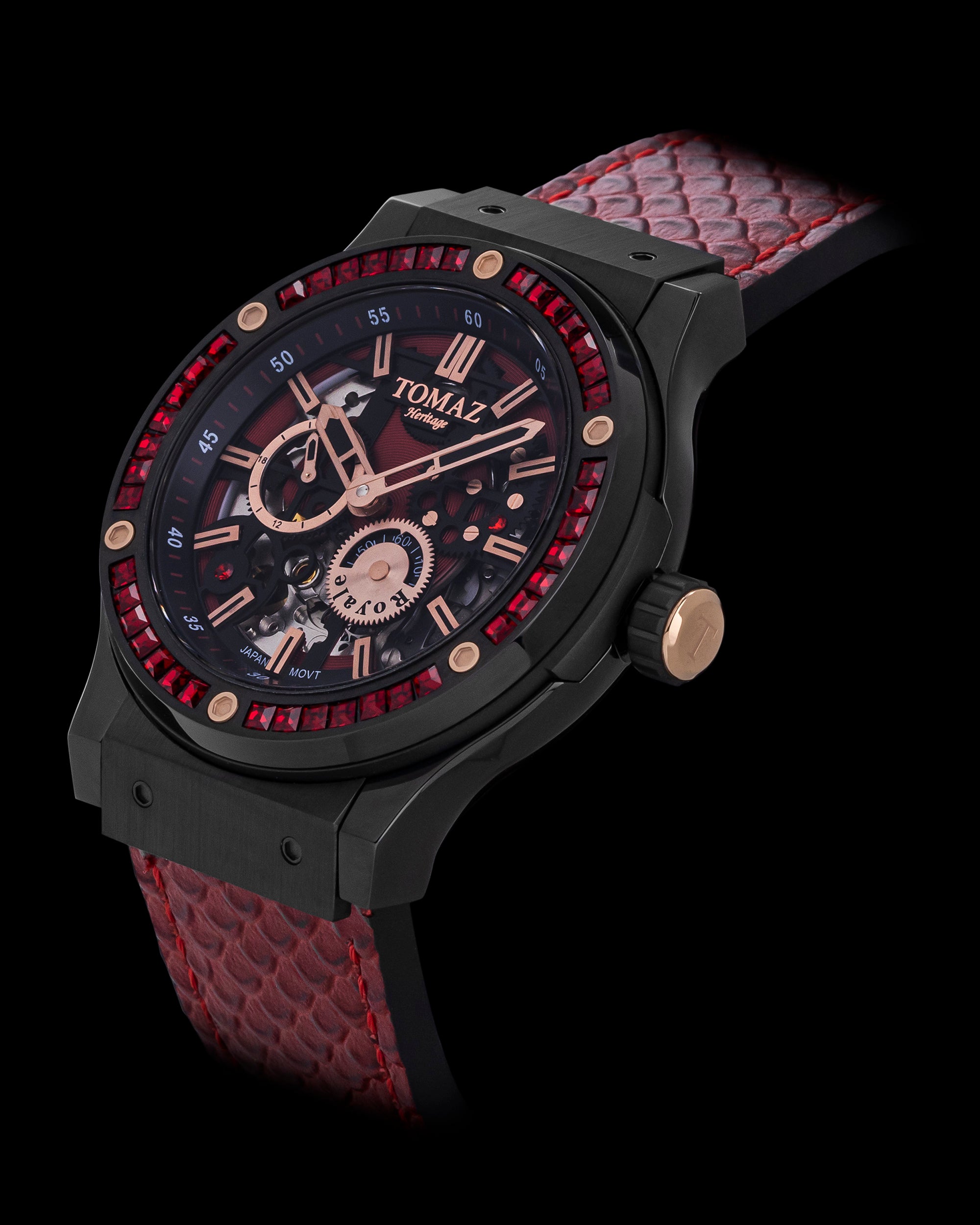 Tomaz Royale TW014B-D4 Crystal Watch – Salmon Leather Strap