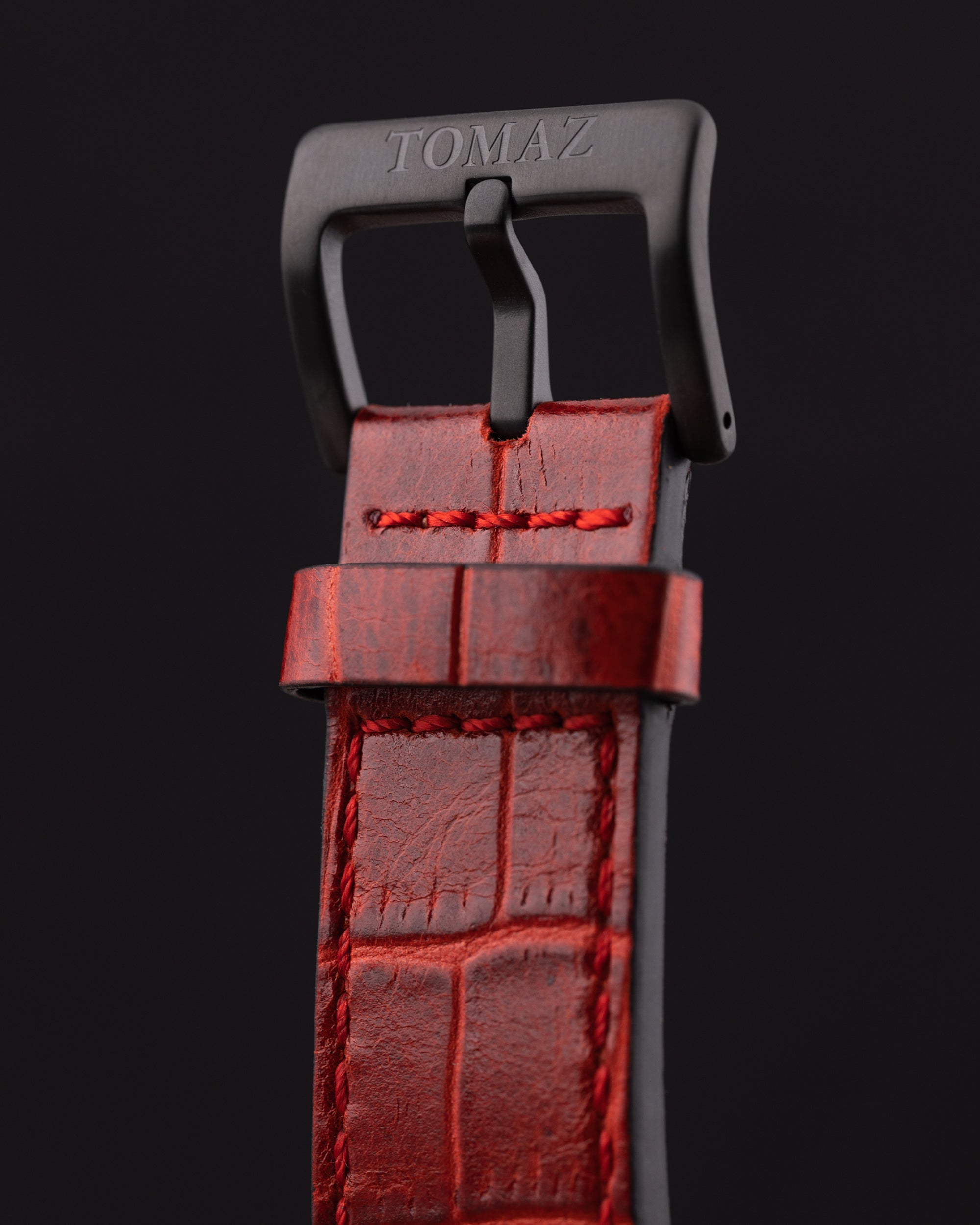 RAWR III TW024E-D3 (Black/Red) with White Swarovski (Red Bamboo Leather Strap)