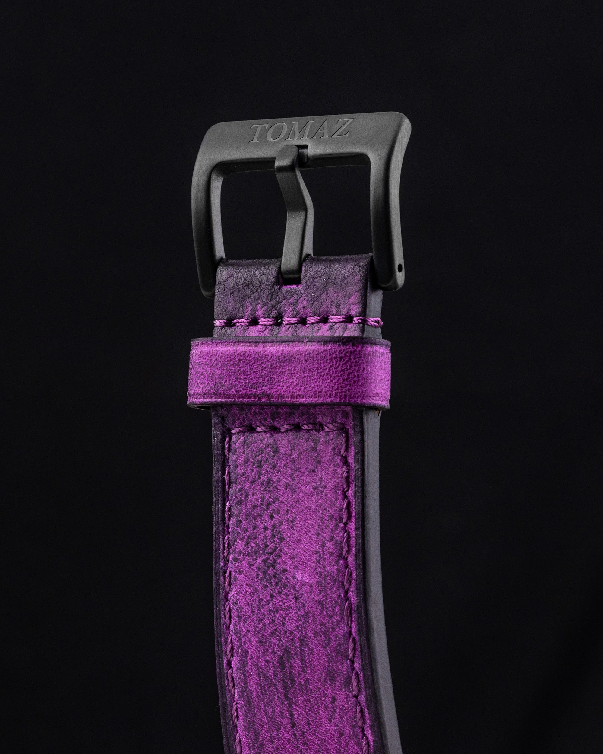 RAWR III TW024D-D4 (Black/Rosegold) with Rainbow Swarovski Purple Leather Strap)