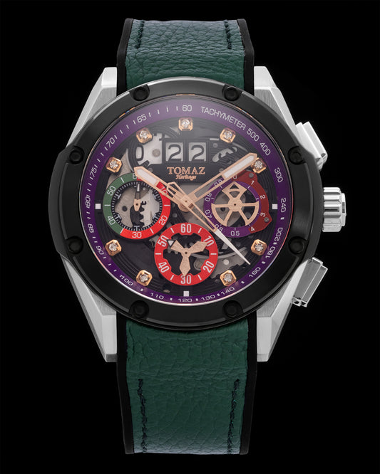 RAWR III TW024E-D204 (Silver/Purple) with Green Leather Strap