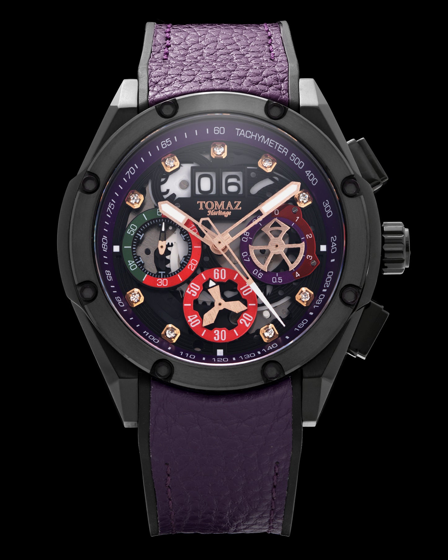 RAWR III TW024E-D2B (Purple/Black) with Purple Lychee Leather Strap