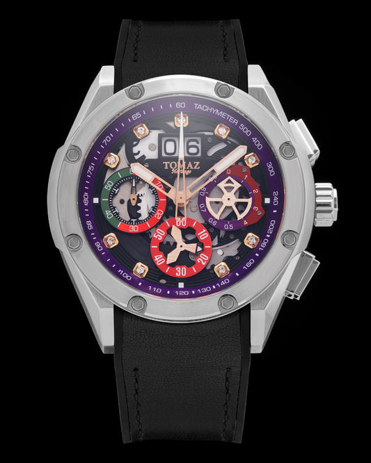 RAWR III TW024E-D2D (Silver/Purple) with Black Leather Strap