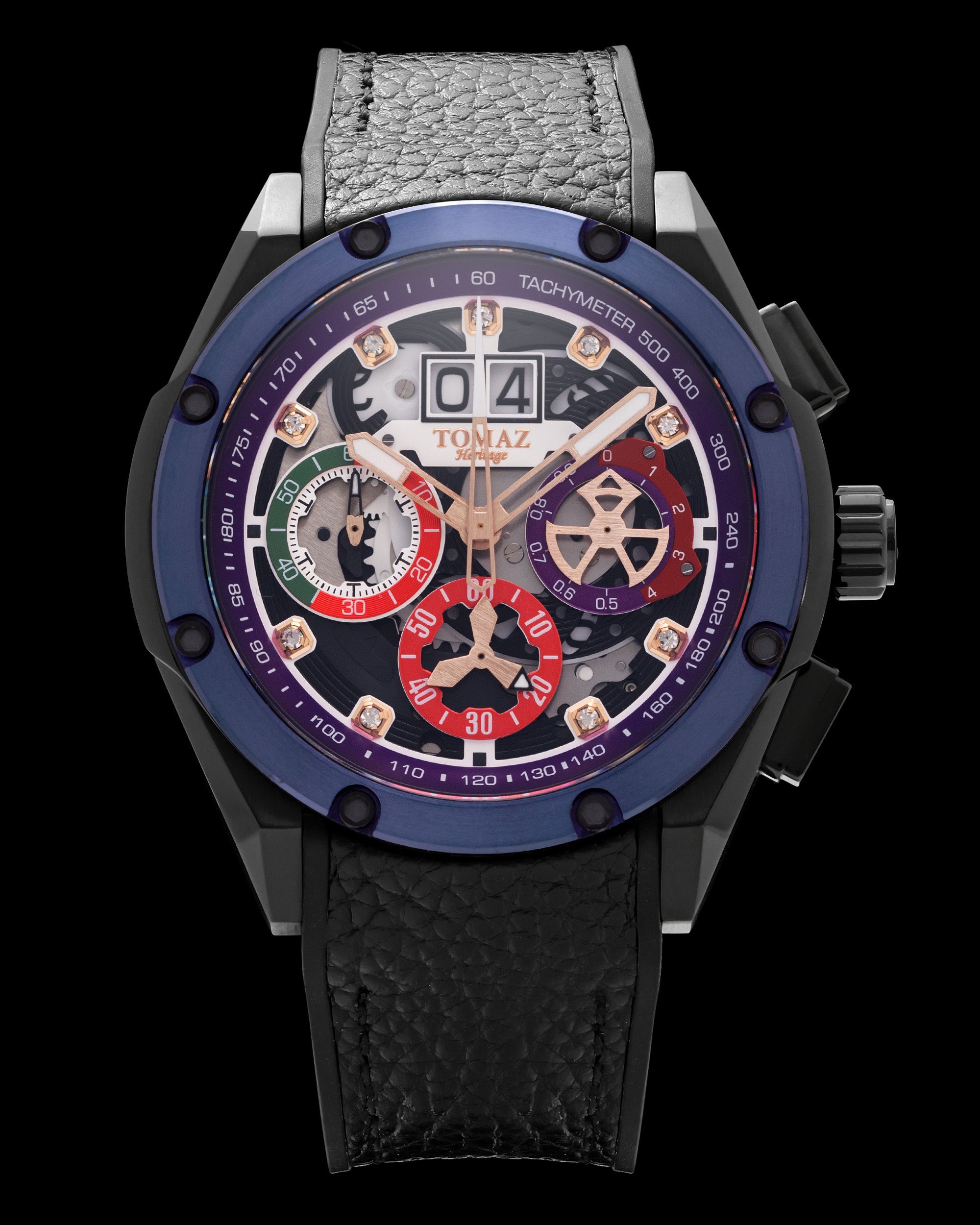 RAWR III TW024E-D7D (Black/Blue) Black Lychee Leather Strap