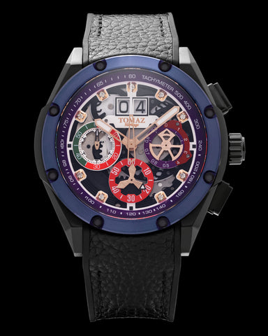 RAWR III TW024E-D7D (Black/Blue) Black Lychee Leather Strap