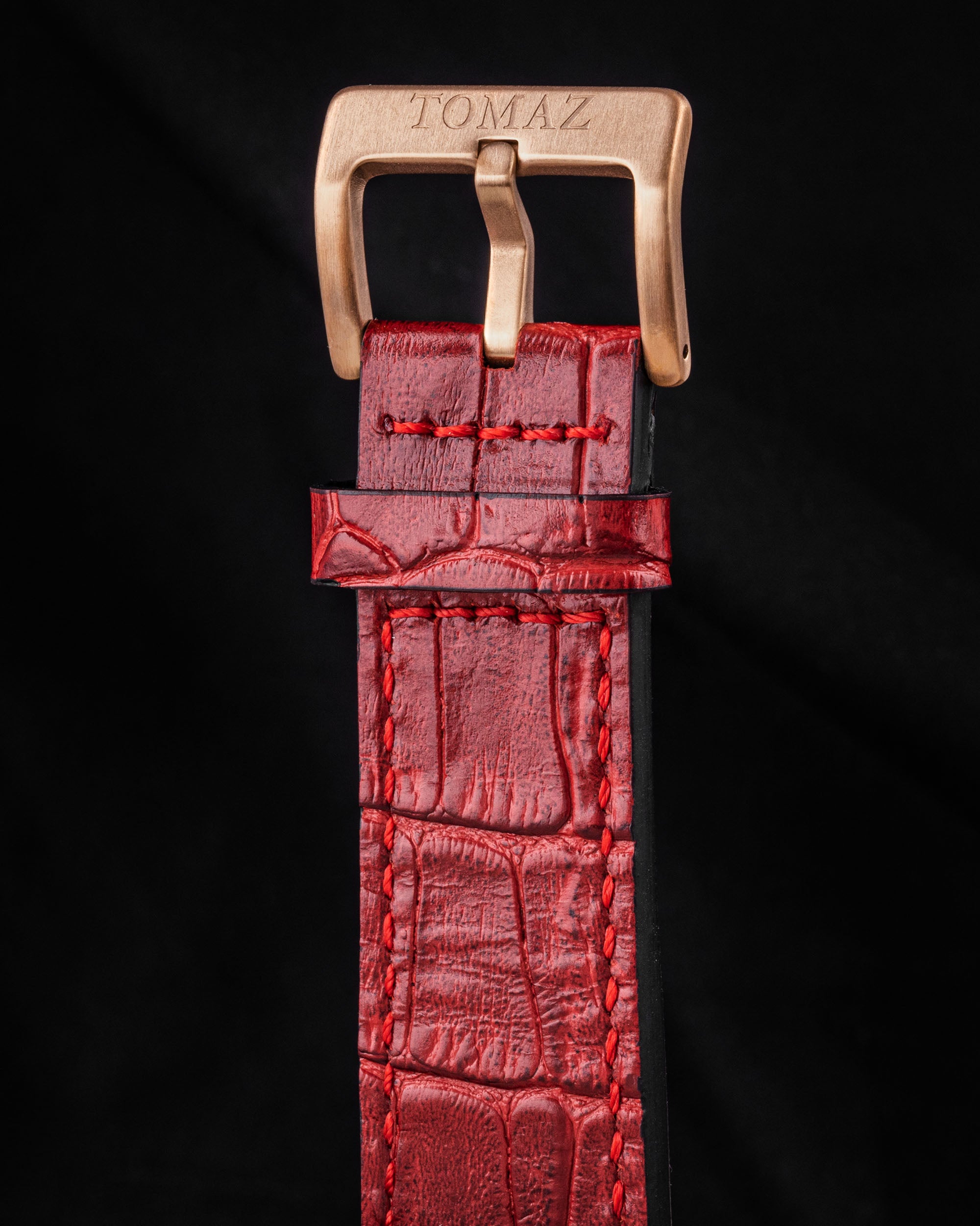 RAWR III TW024I-D1 (Rosegold) with Rainbow Swarovski (Blue/Red Bamboo Leather Strap)