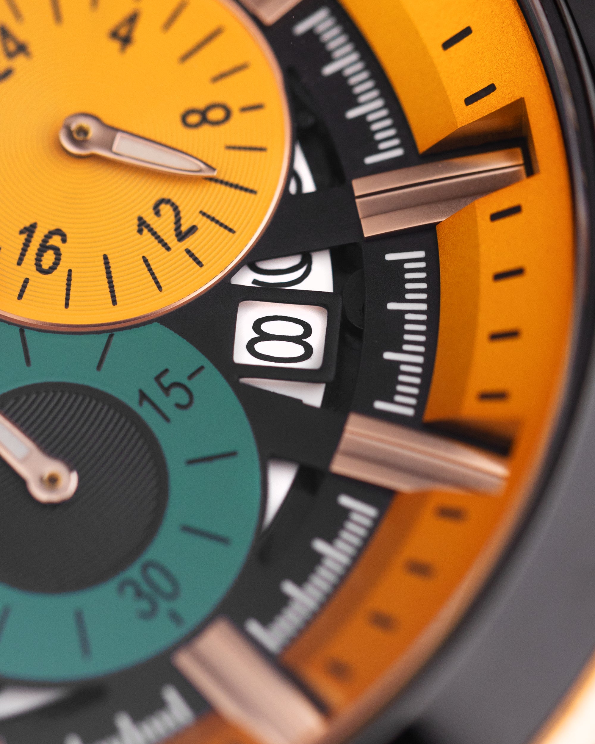 Romeo XXV TW025-D18 (Rosegold/Black/Yellow) Green Bamboo Leather Strap