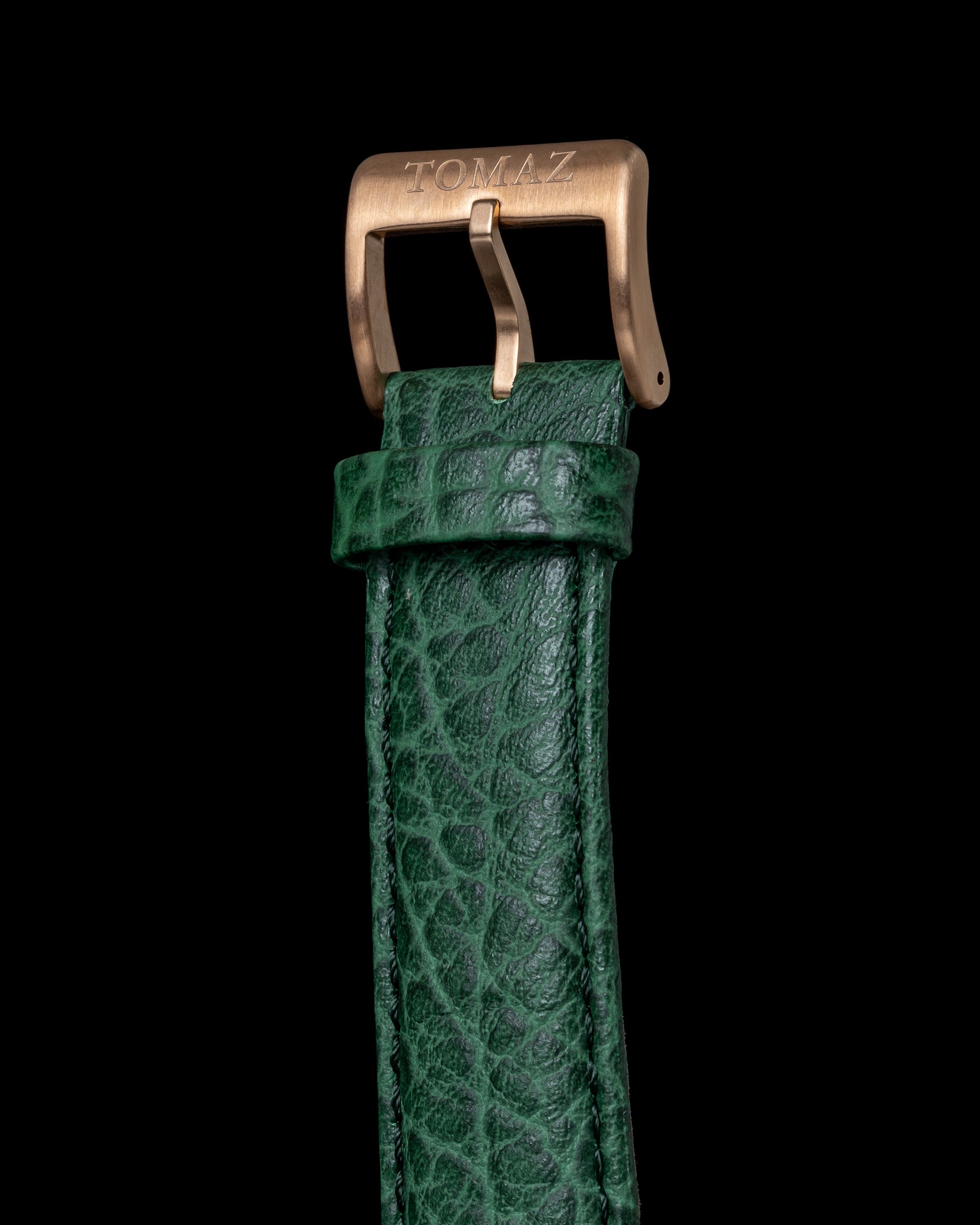 Romeo TW025A-D3 (Rosegold/Green) with Green Crystal (Green Leather Strap)
