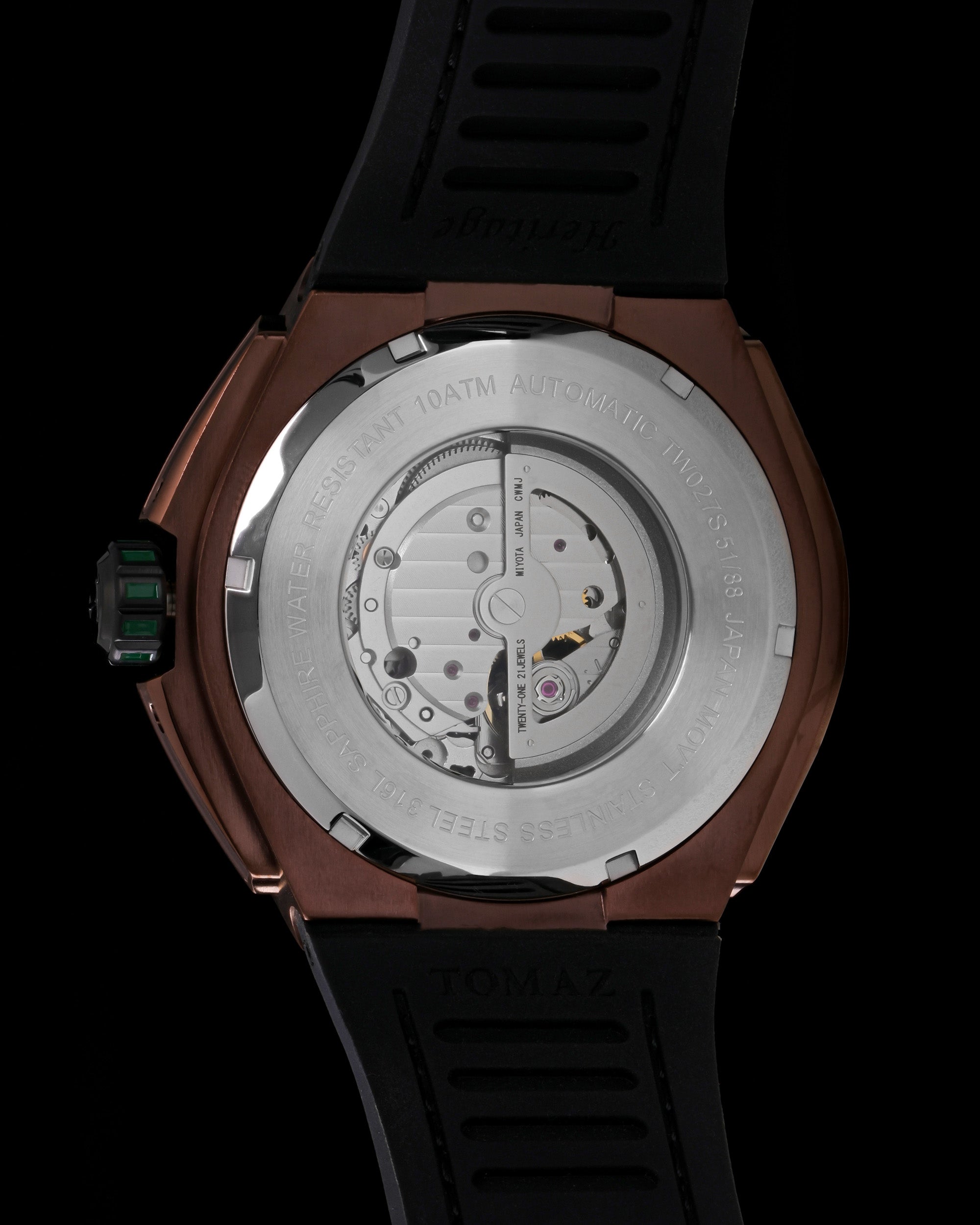 Royale XL TW027S-D5 (Kopi/Hitam) dengan Swarovski (Kulit Salmon Kopi dengan Tali Getah)