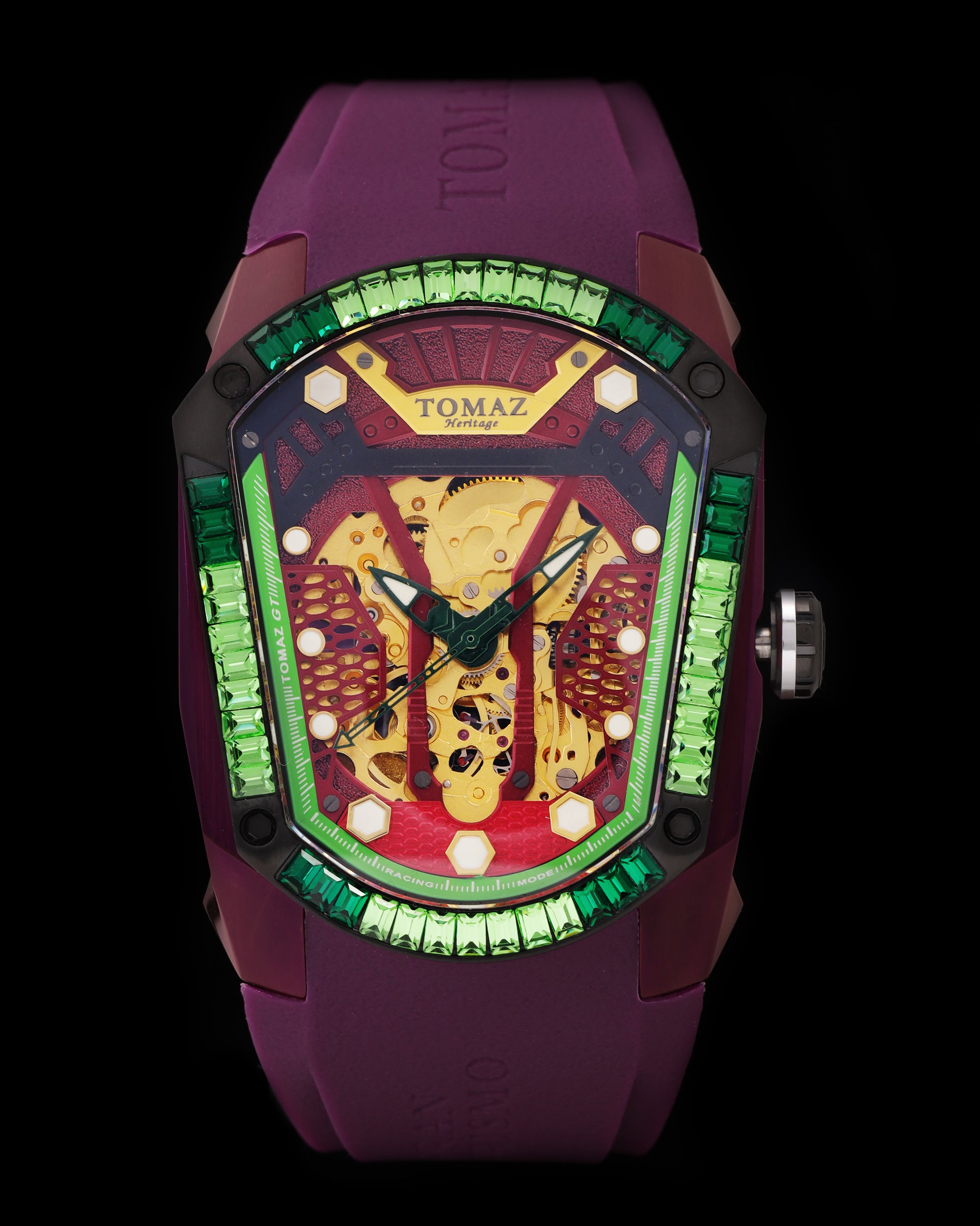 GT Skeleton TW028-D19 (Purple) with Purple Green Swarovski (Purple Rubber Strap)