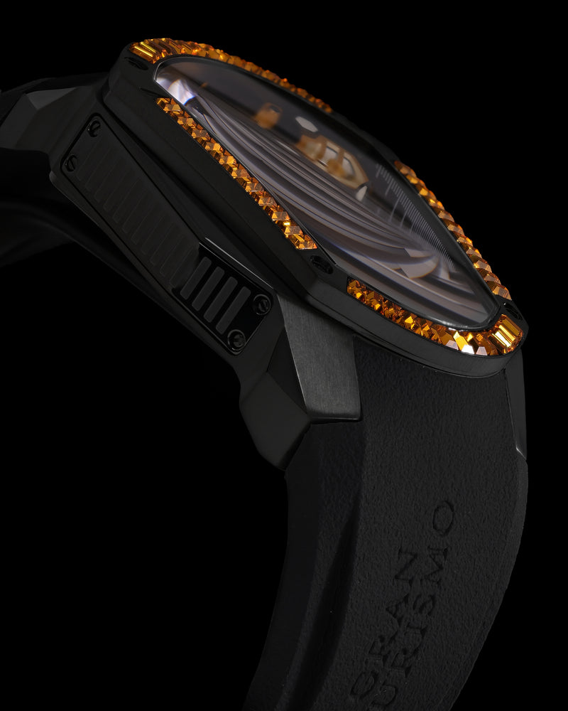 
                  
                    Load image into Gallery viewer, GT DRS Edition TW028C-D7 (Black/Gold) with Yellow Swarovski (Black Rubber Strap)
                  
                