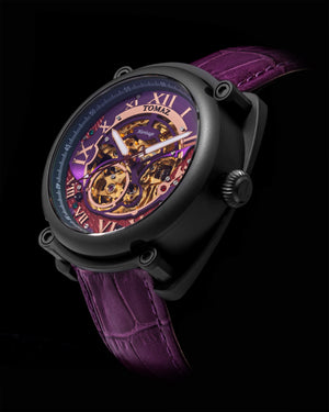 
                  
                    Load image into Gallery viewer, Xavier Automatic TW030-D15 (Black/Purple) Purple Bamboo Leather Strap
                  
                