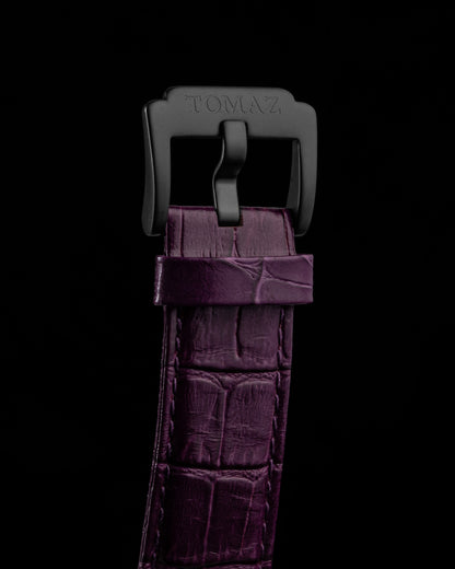 Xavier Automatic TW030-D15 (Black/Purple) Purple Bamboo Leather Strap