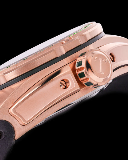 Xavier XL TW033-D15 (Rosegold/Green) with Green Swarovski (Green Leather Strap)