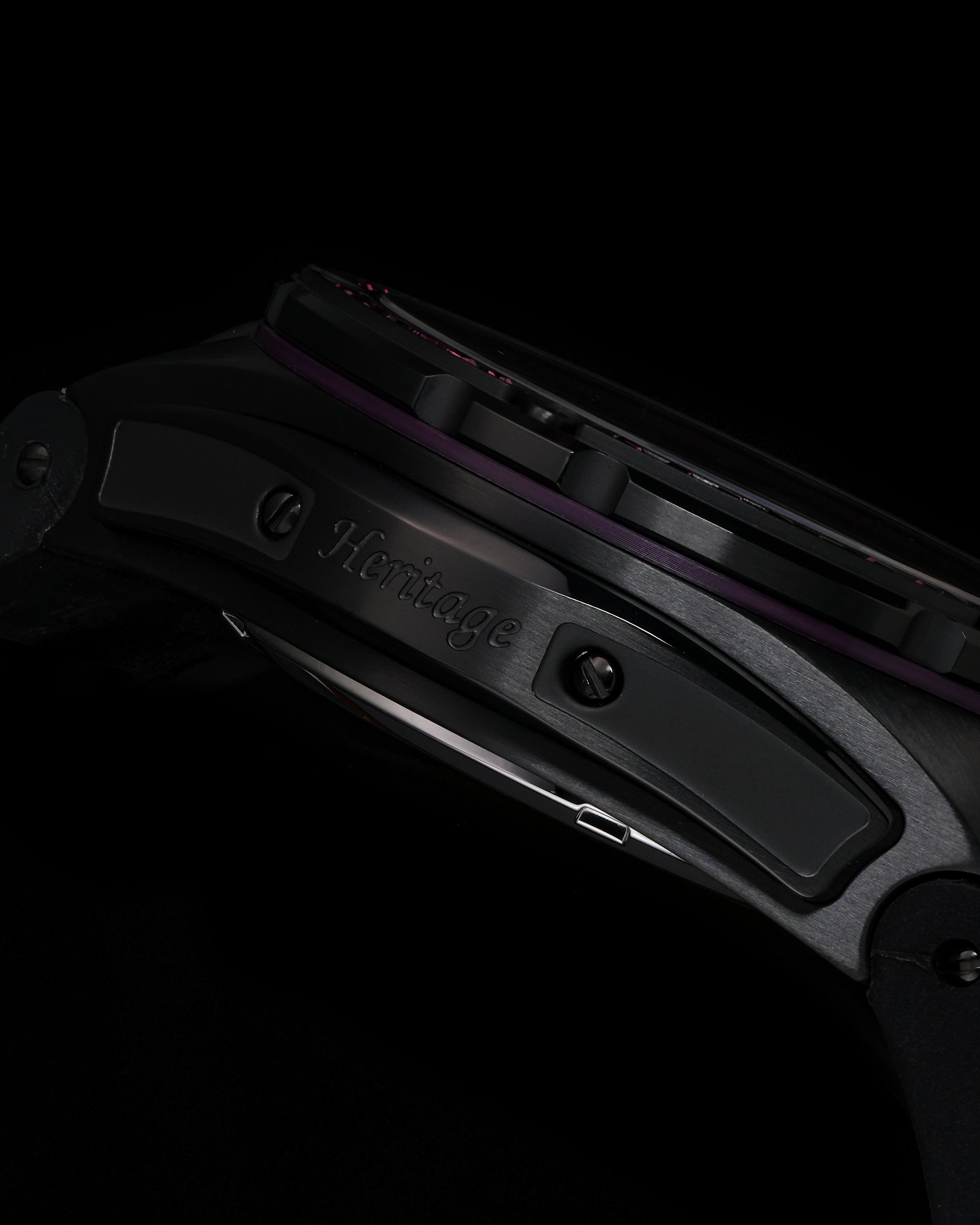 Xavier XL TW033-D2 (Black/Purple) with Purple Swarovski (Purple Bamboo Leather Strap)