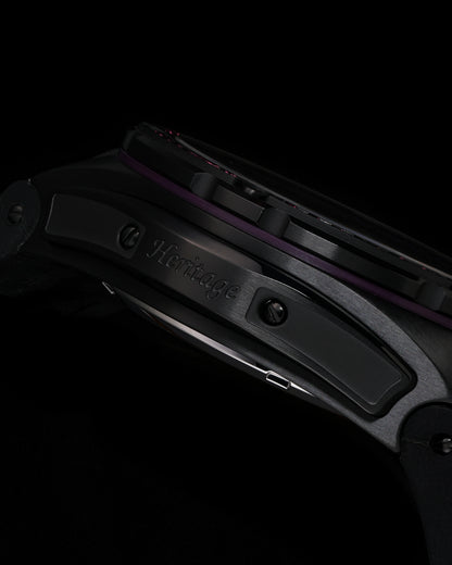 Xavier XL TW033-D2 (Black/Purple) with Purple Swarovski (Purple Bamboo Leather Strap)