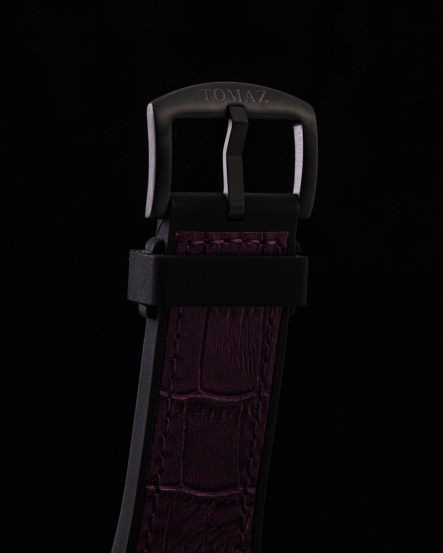 Xavier XL TW033-D2 (Black/Purple) with Purple Swarovski (Purple Bamboo Leather Strap)