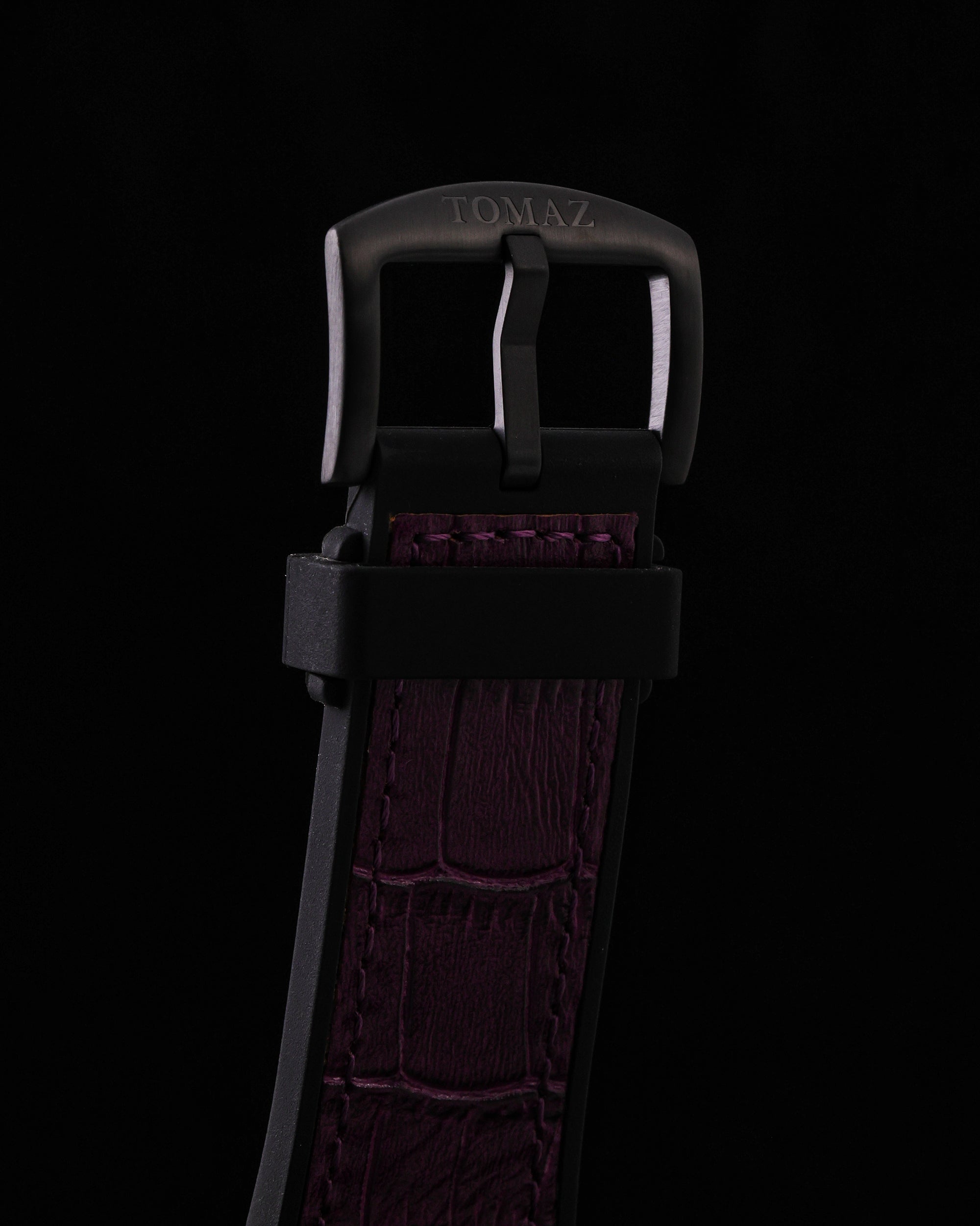 Xavier XL TW033-D2 (Black/Purple) with Purple Swarovski (Purple Bamboo Leather Strap)