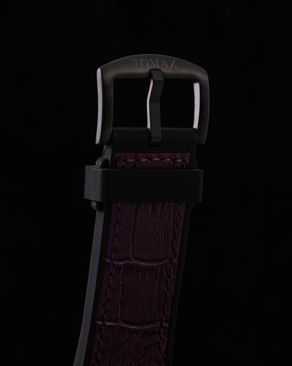 Xavier XL TW033-D2 (Black/Purple) with Purple Swarovski (Purple Bamboo Leather Strap)