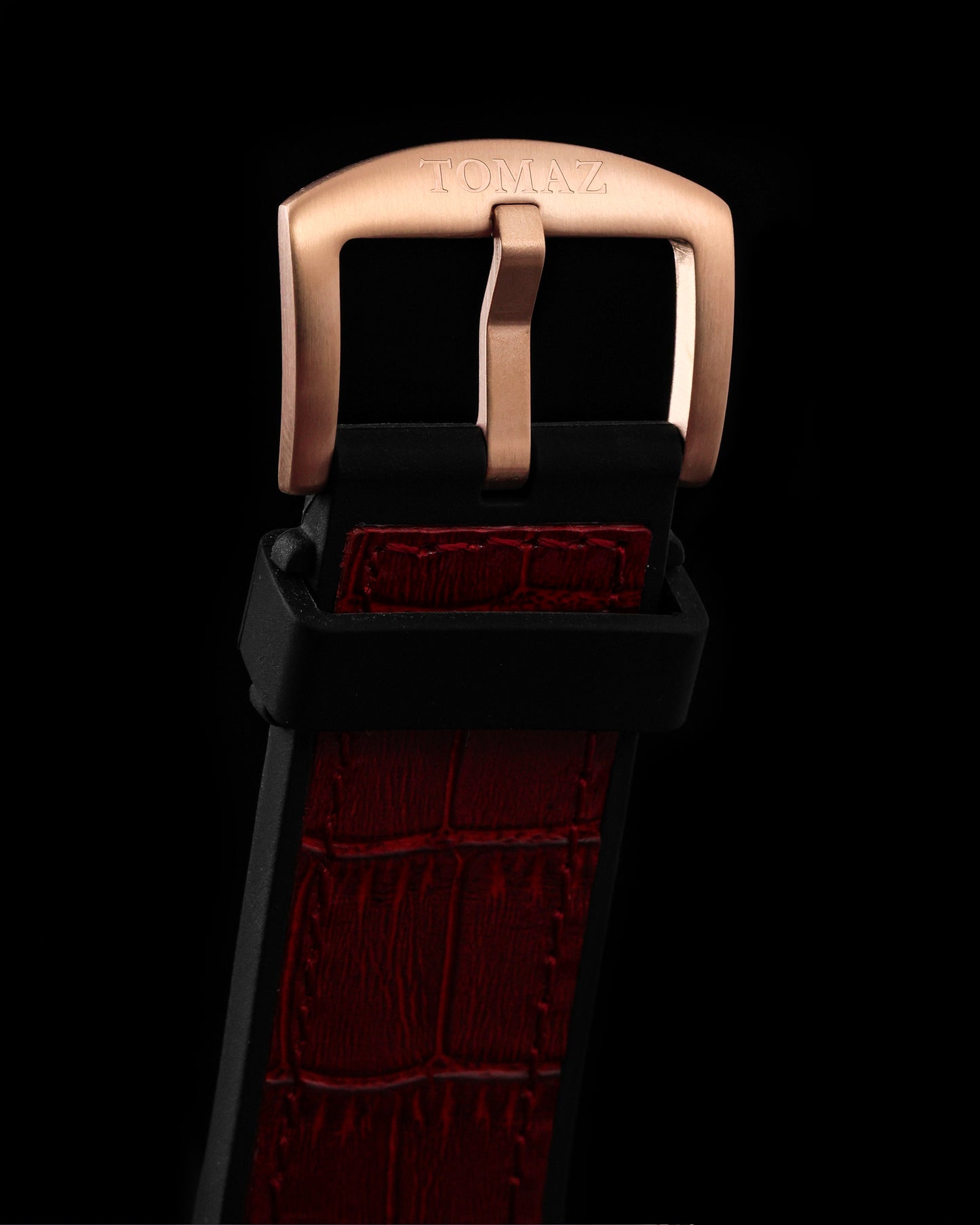 Xavier XL TW033-D3 (Rosegold/Red) with Red Swarovski (Red Bamboo Leather Strap)