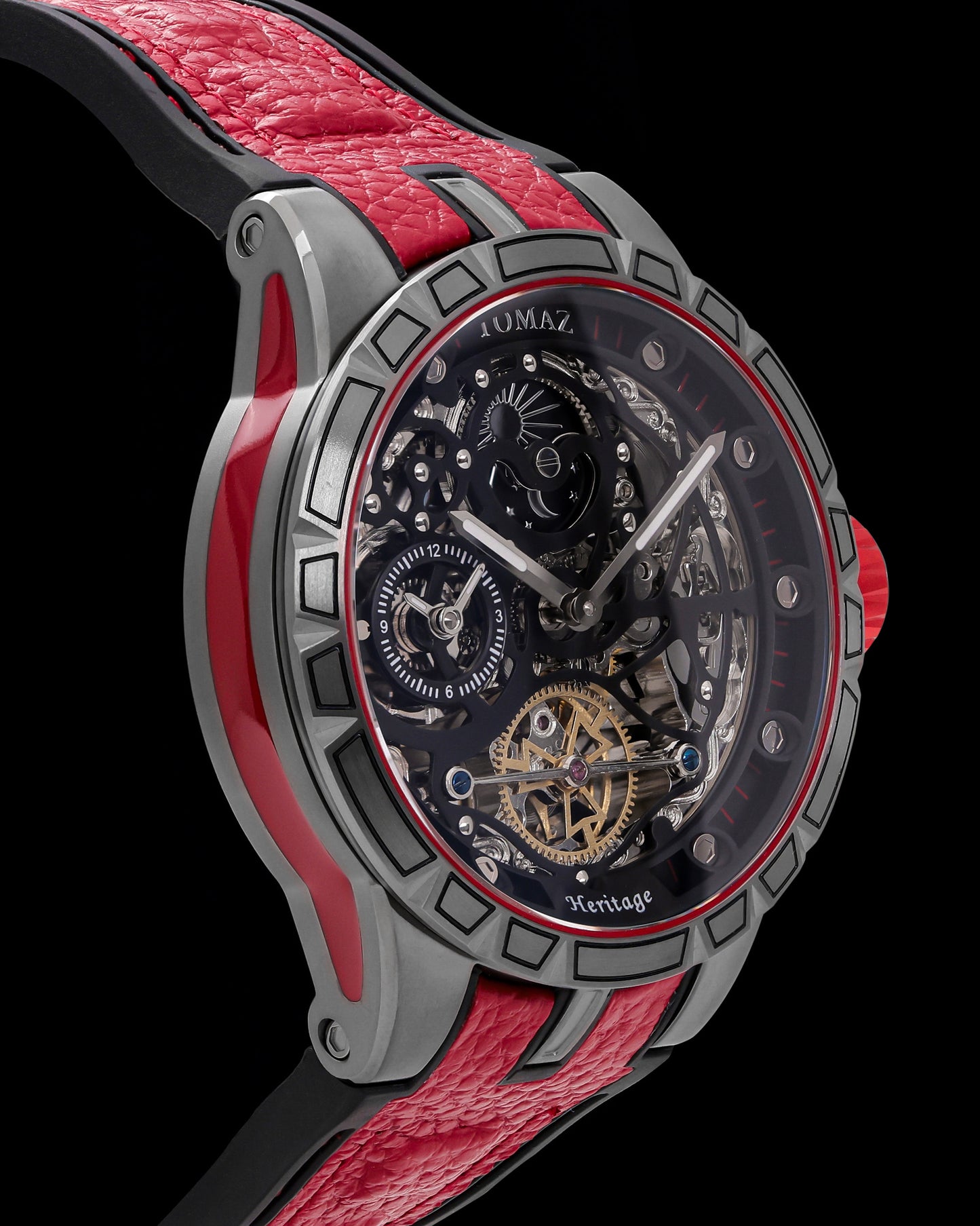 Tomaz TW051-D3 (Metal Gun) with Red Leather with Silicone Strap