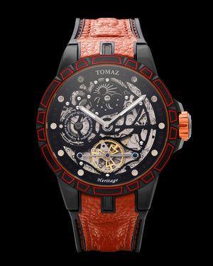 
                  
                    Load image into Gallery viewer, TW051-D6 (Black/Orange) with Orange Leather with Silicone Strap
                  
                