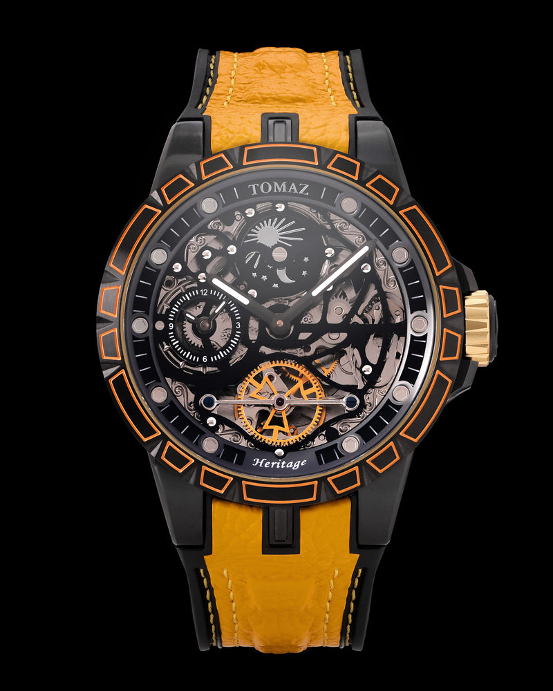 TW051-D9 (Black/Yellow) with Yellow Leather with Silicone Strap