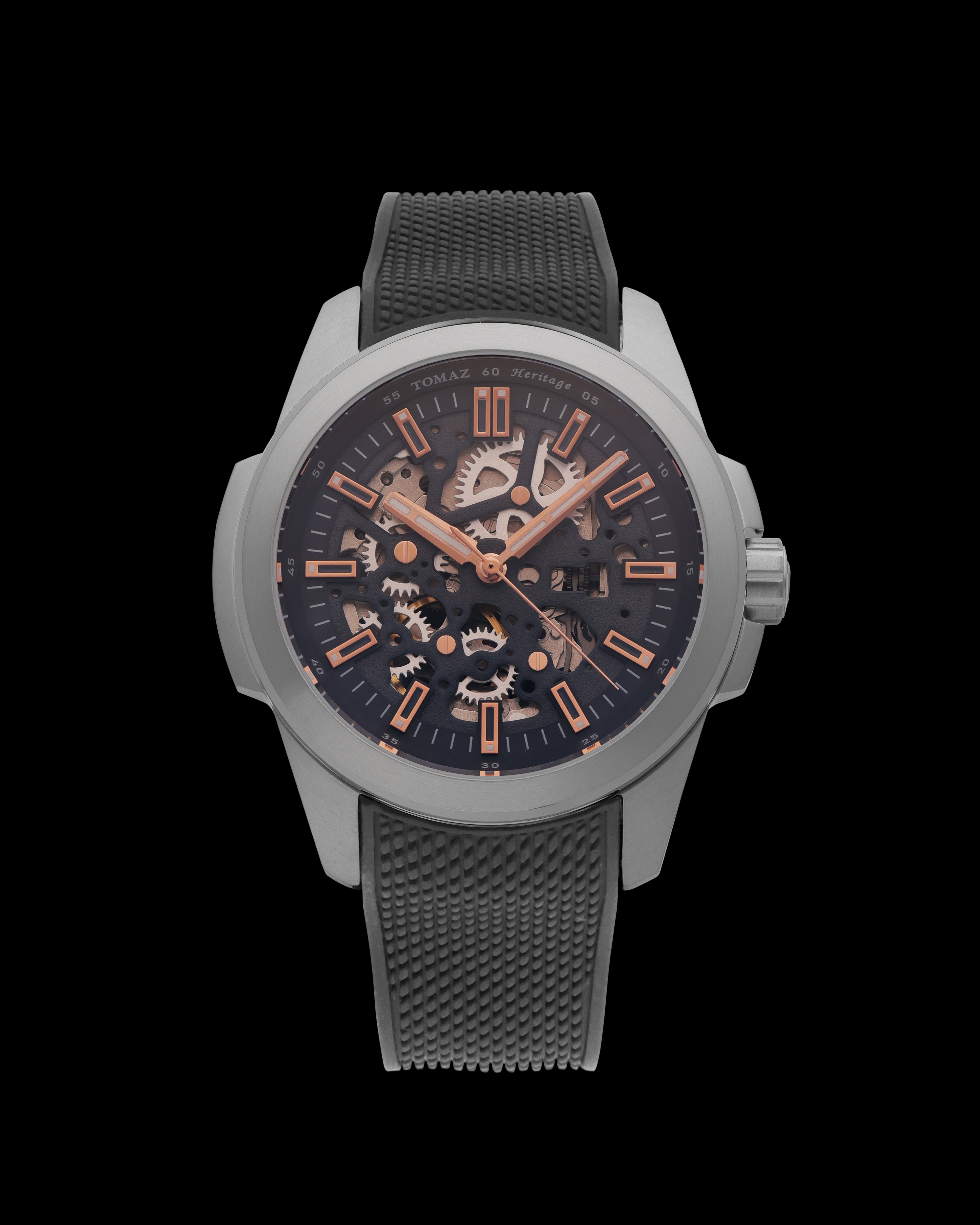 Tomaz TW068-AD Open-Gear Skeleton Watch with Comfortable Strap