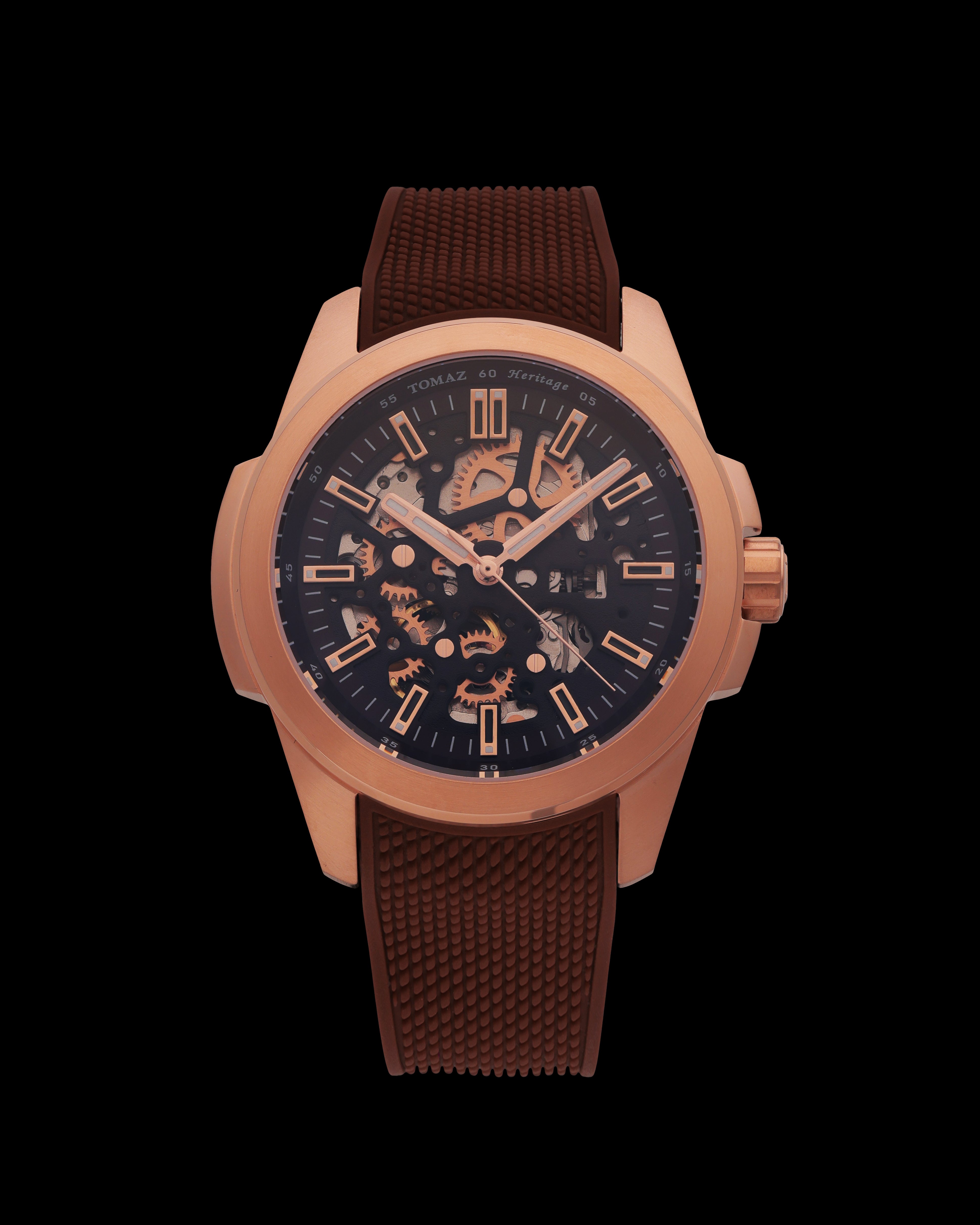 Tomaz TW068-AD Open-Gear Skeleton Watch with Comfortable Strap