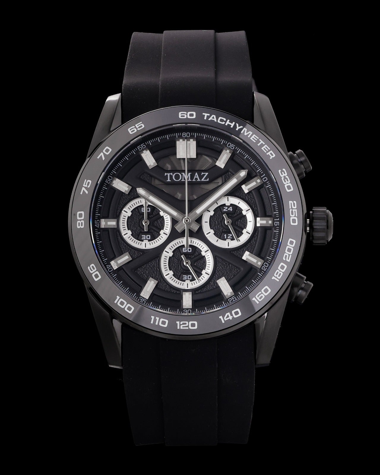 Tomaz Men's Driver Watch TQ031-D12 (Black) with Black Silicone Strap