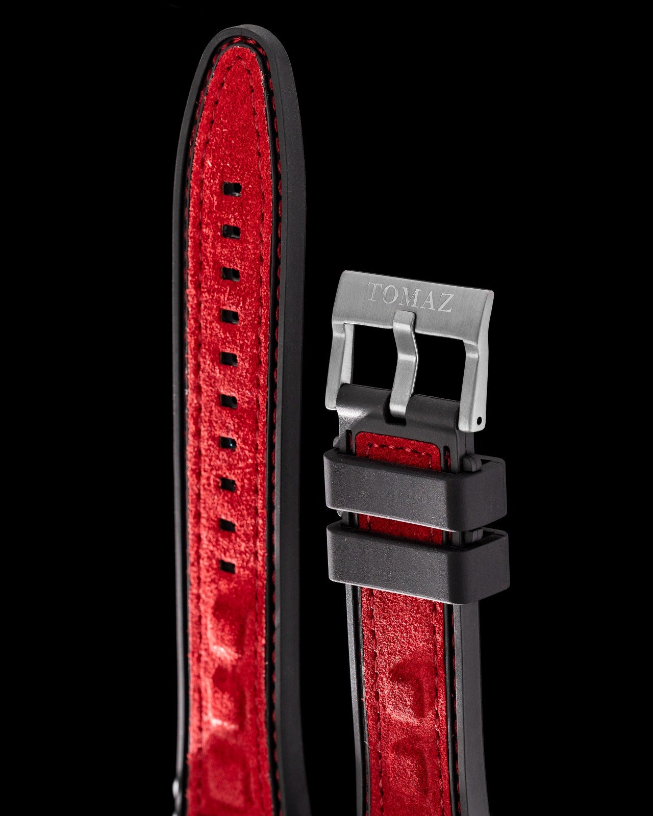 Tomaz STW051B Men's Leather Plain 20mm Watch Strap (TW051B) (Red)